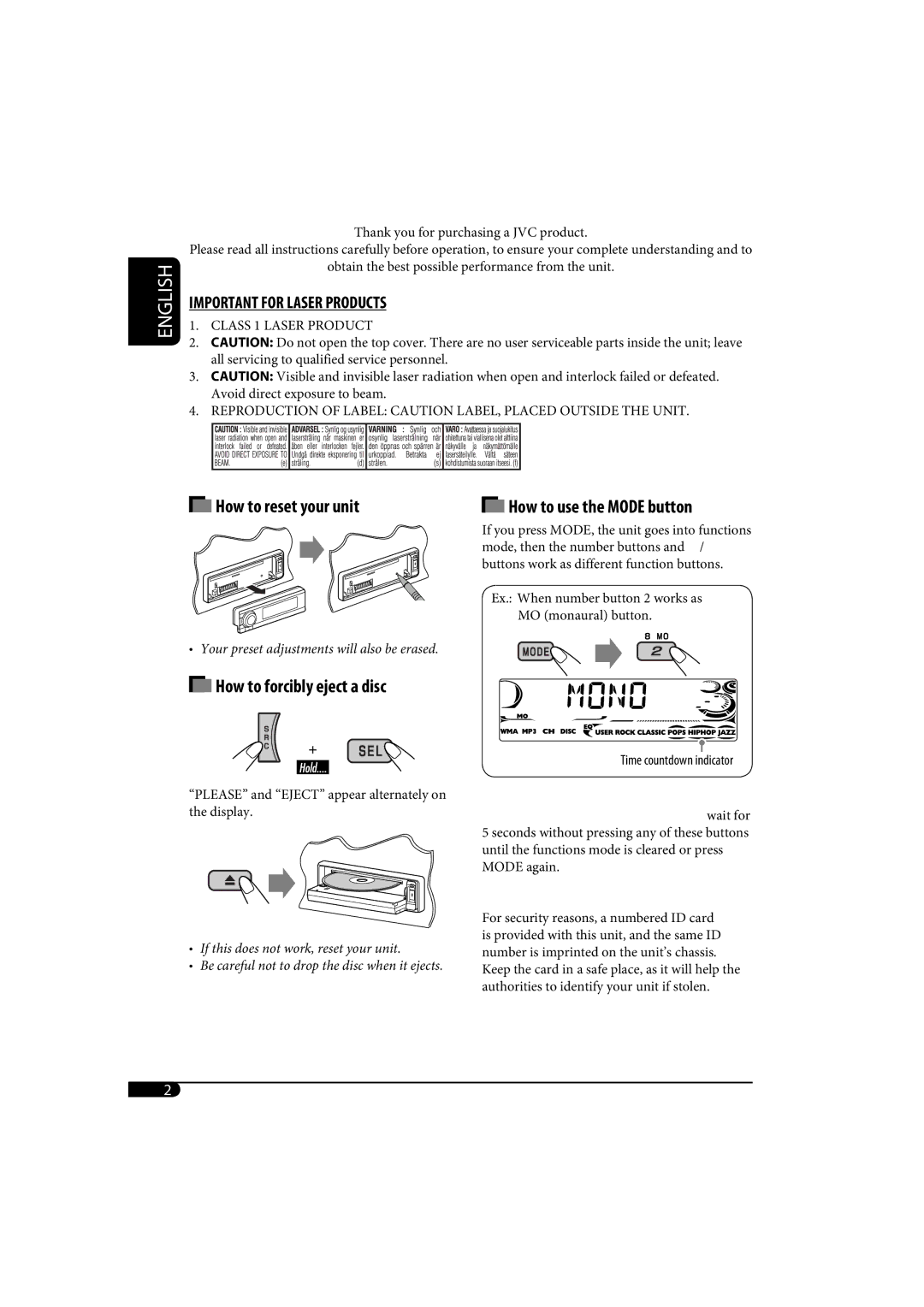 JVC KD-AR770, KD-G720 manual English 