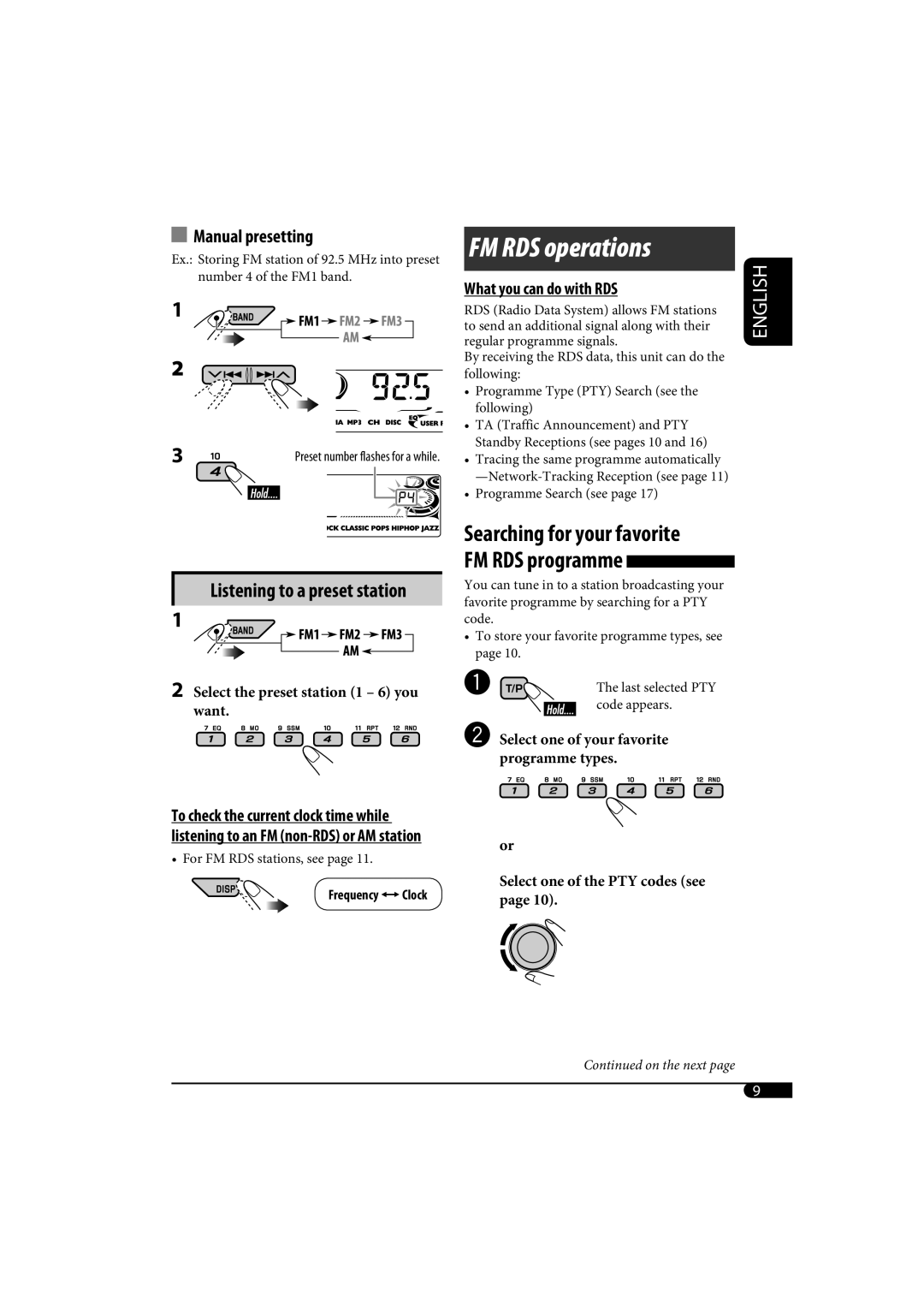 JVC KD-G720, KD-AR770 manual FM RDS operations 