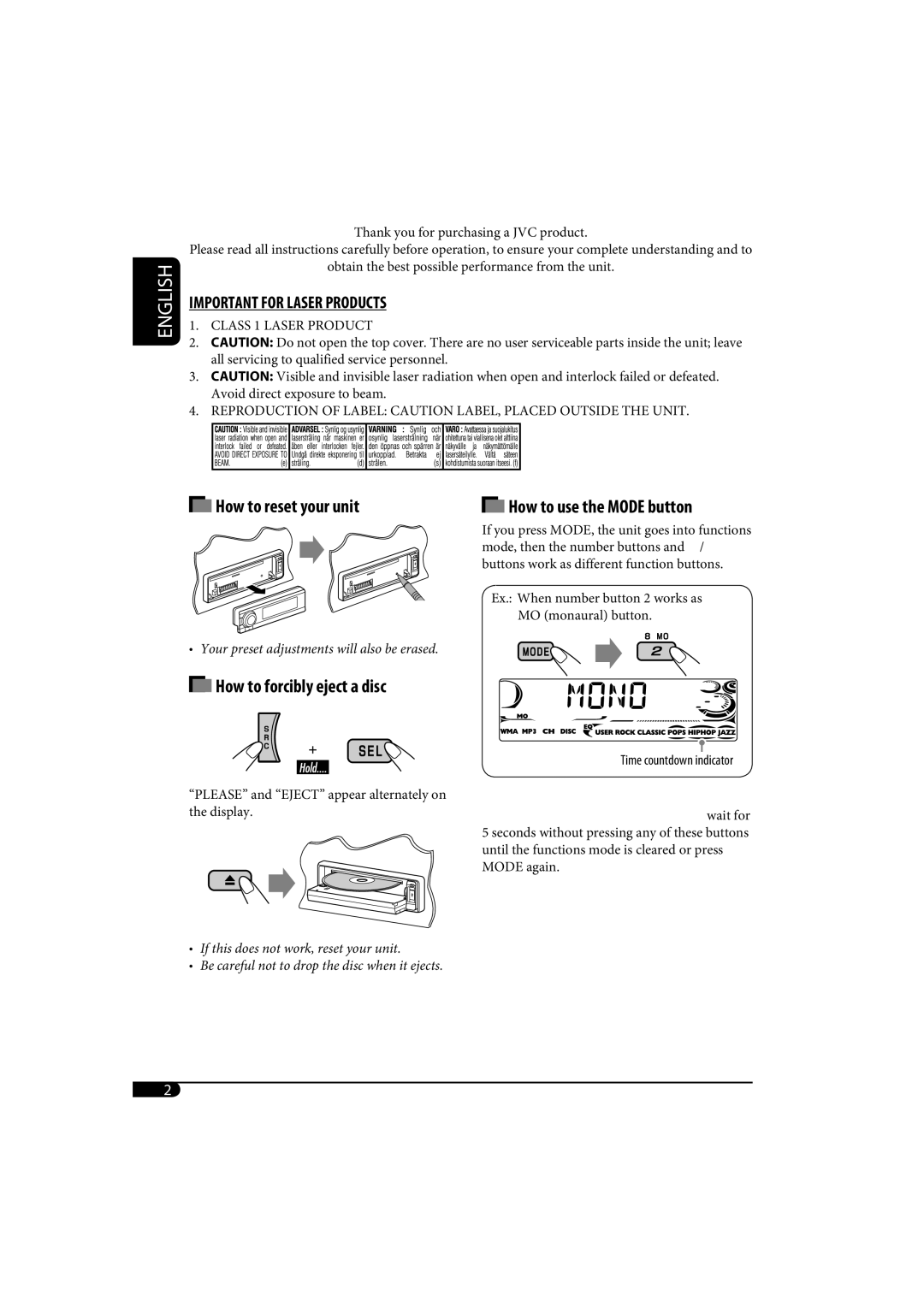 JVC KD-AR770, KD-G720 manual English 