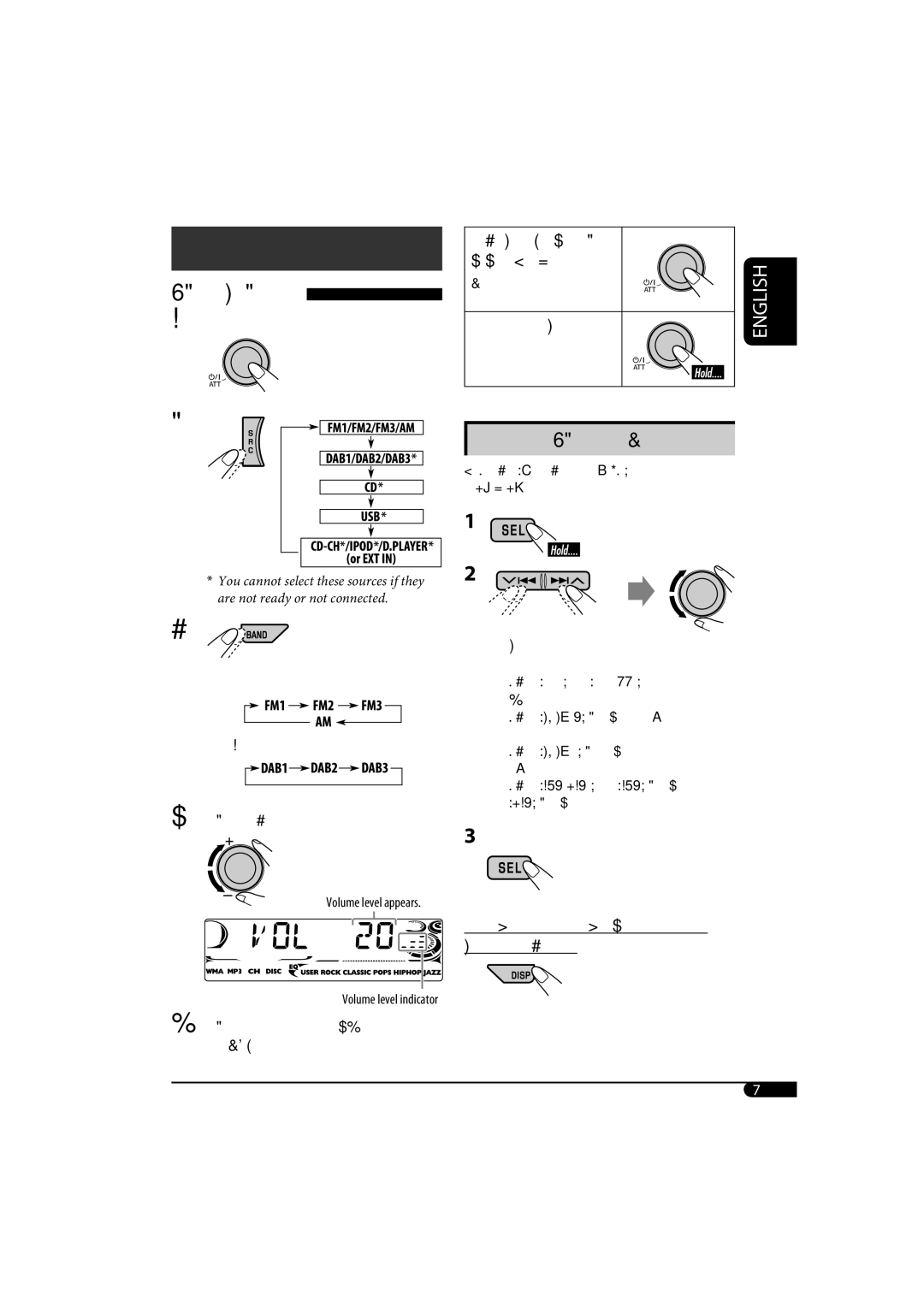 JVC KD-G720, KD-AR770 manual Volume level appears Volume level indicator 