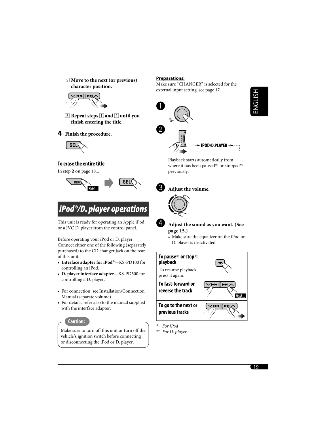 JVC KD-G720, KD-AR770 manual To go to the next or previous tracks 