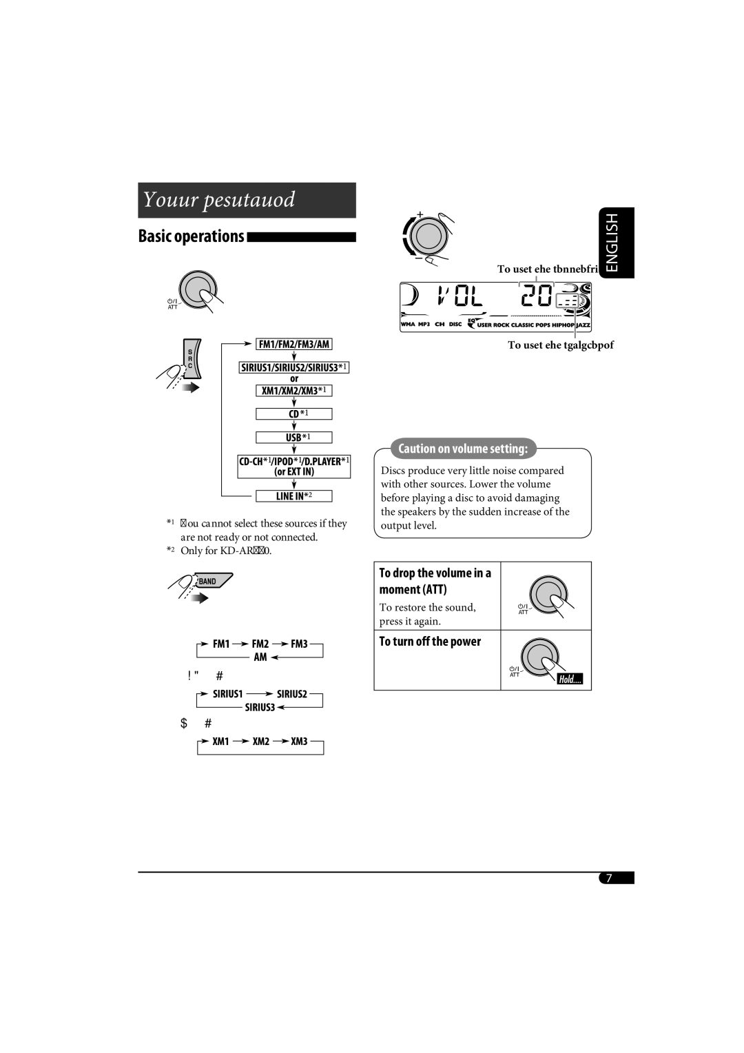 JVC KD-G720, KD-AR770 manual Basic operations, To drop the volume in a moment ATT 