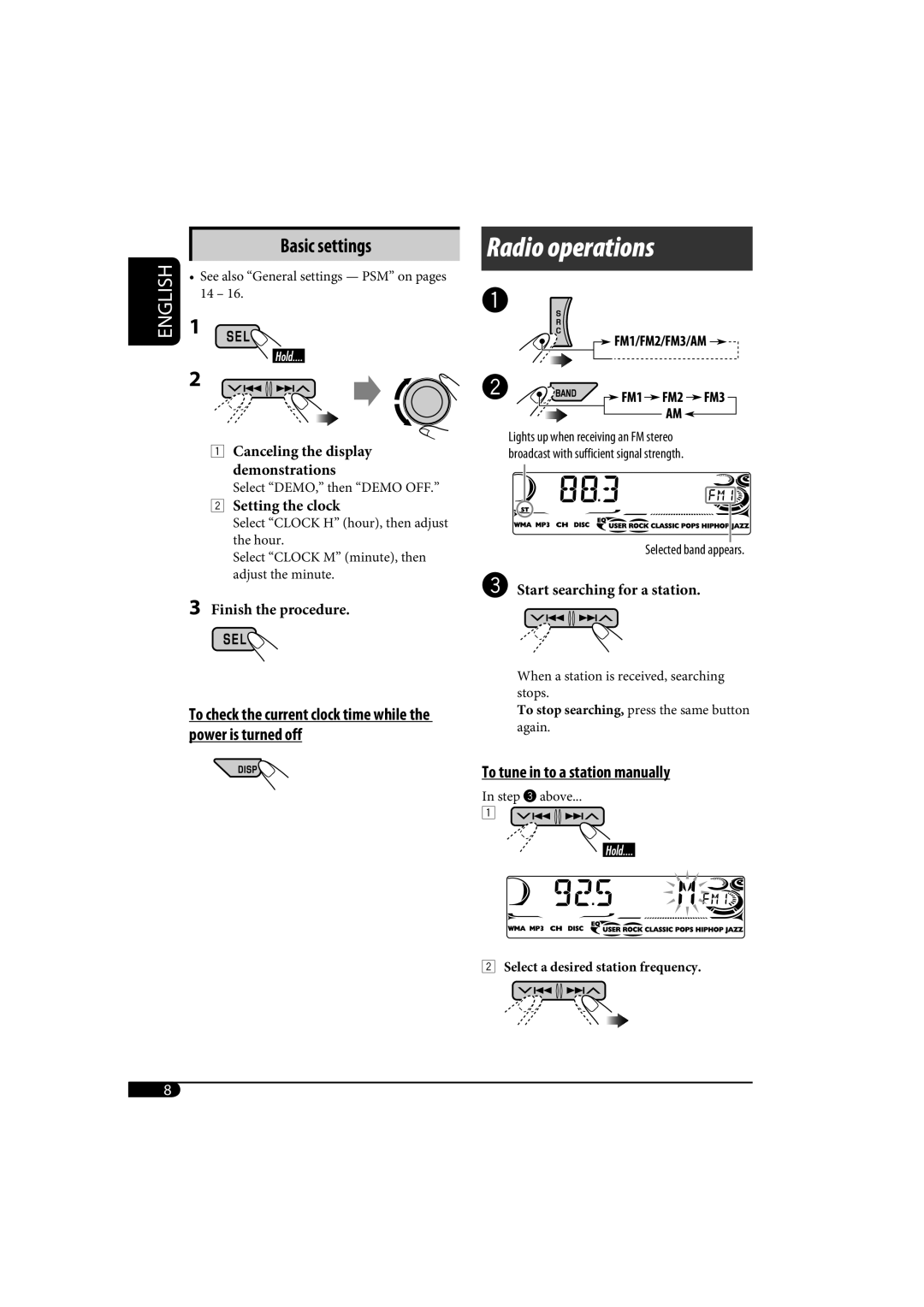 JVC KD-AR770, KD-G720 manual See also General settings PSM on pages 