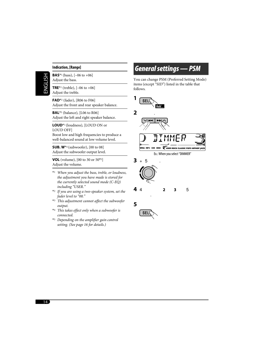 JVC KD-AR770, KD-G720 manual Indication, Range, Loud OFF 