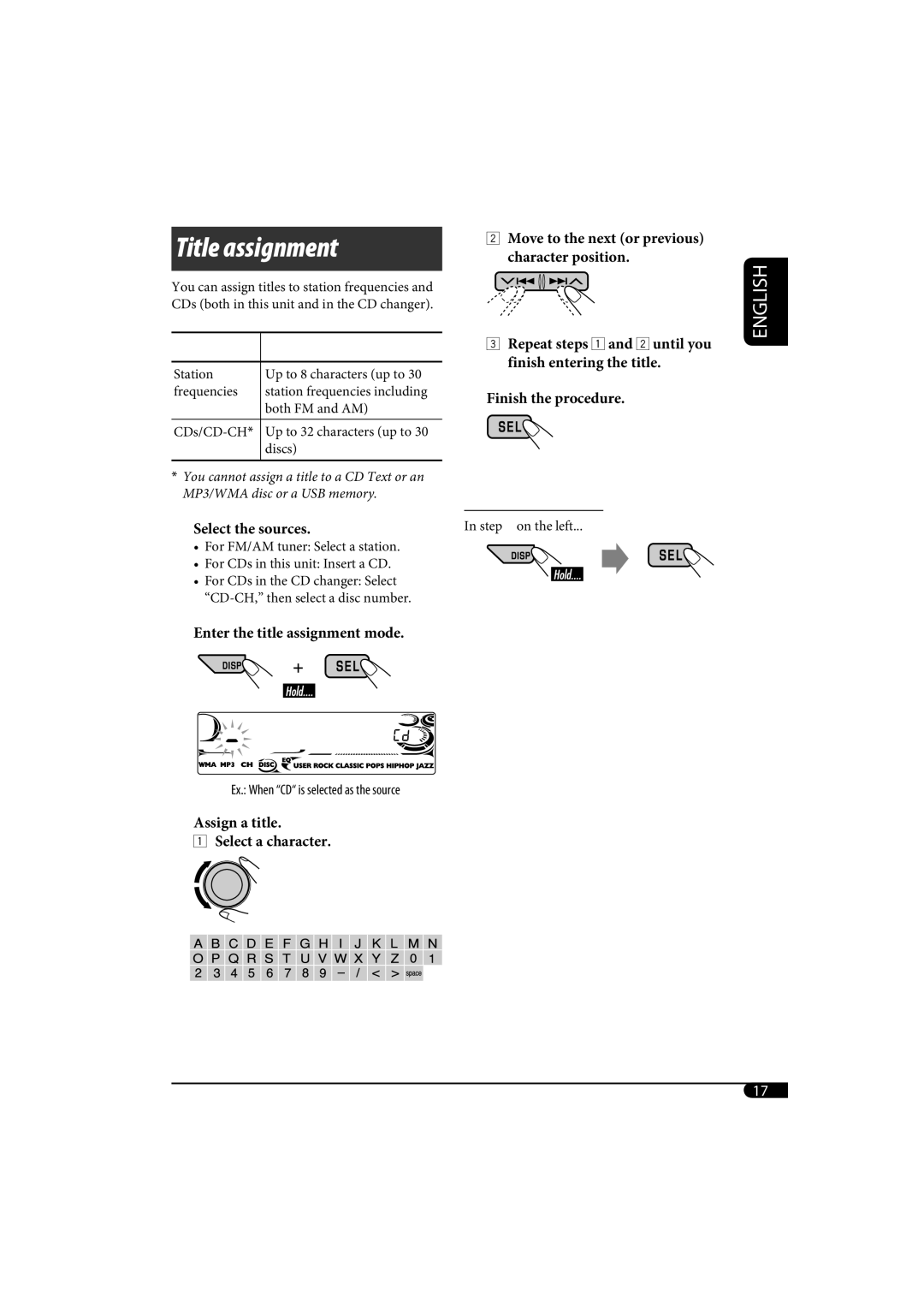 JVC KD-G720, KD-AR770 manual Ex. When CD is selected as the source 