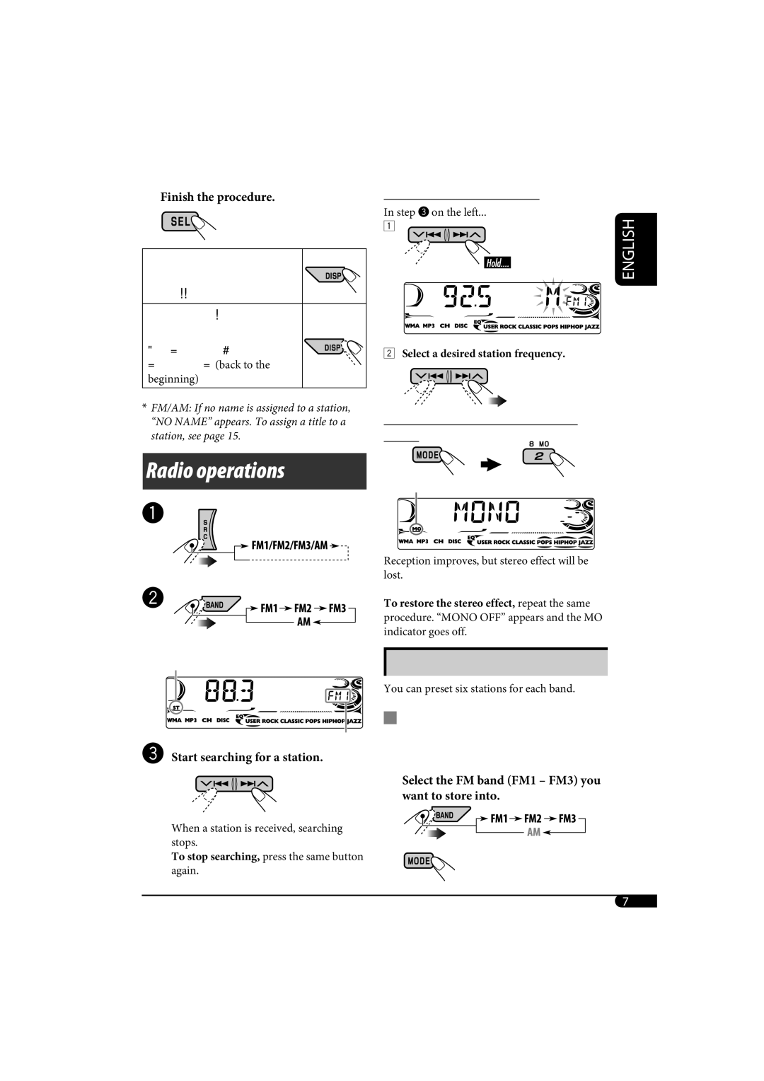 JVC KD-G720, KD-AR770 manual Radio operations 