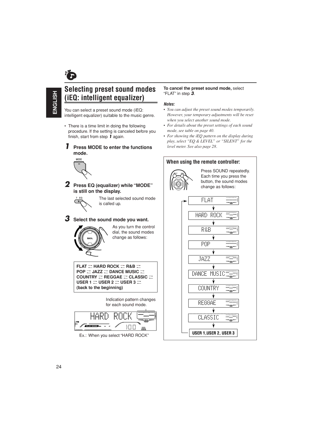 JVC KD-AR800, KD-G700, KD-G800 manual When using the remote controller, Select the sound mode you want, Back to the beginning 