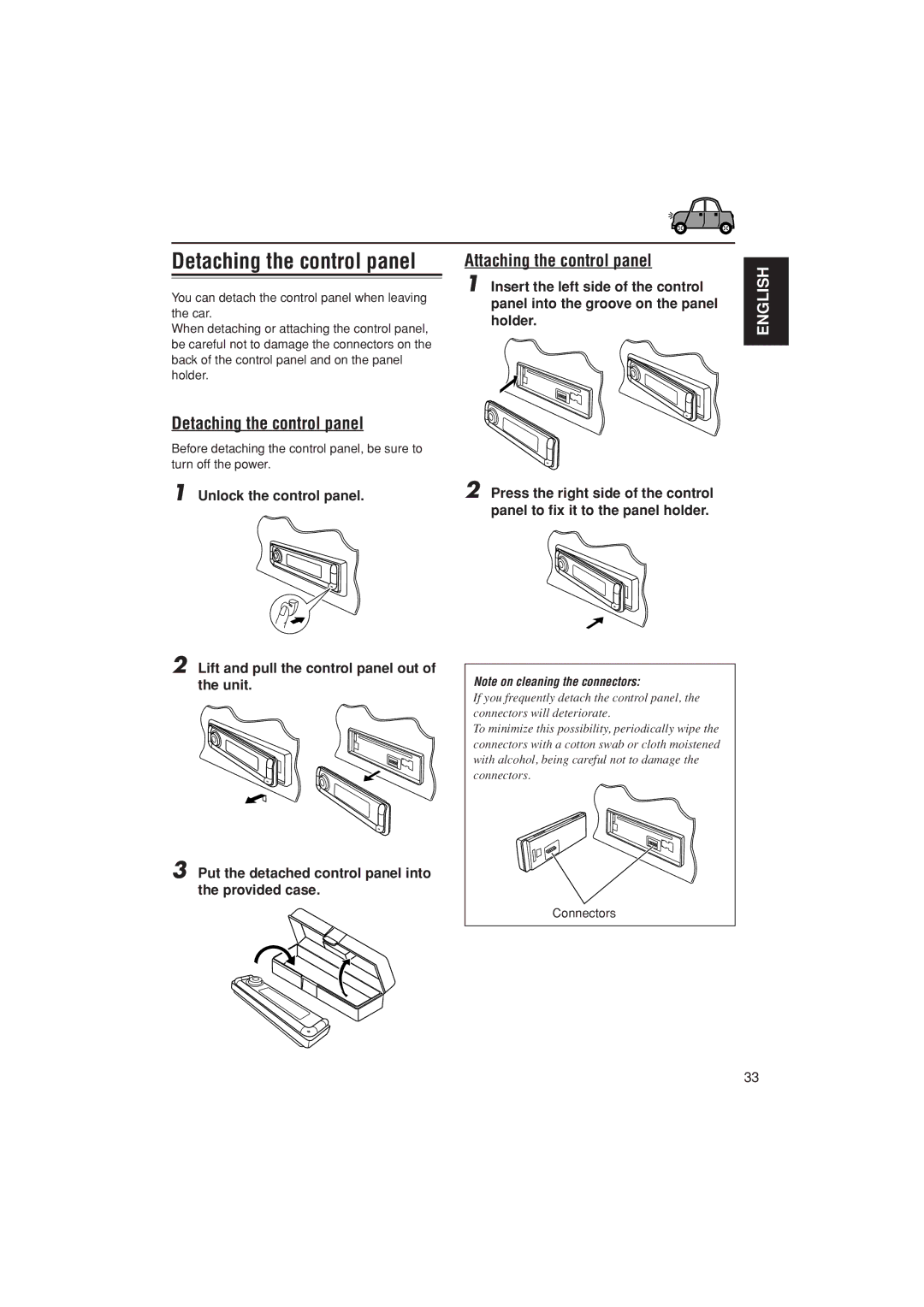 JVC KD-AR800, KD-G700, KD-G800 manual Detaching the control panel 