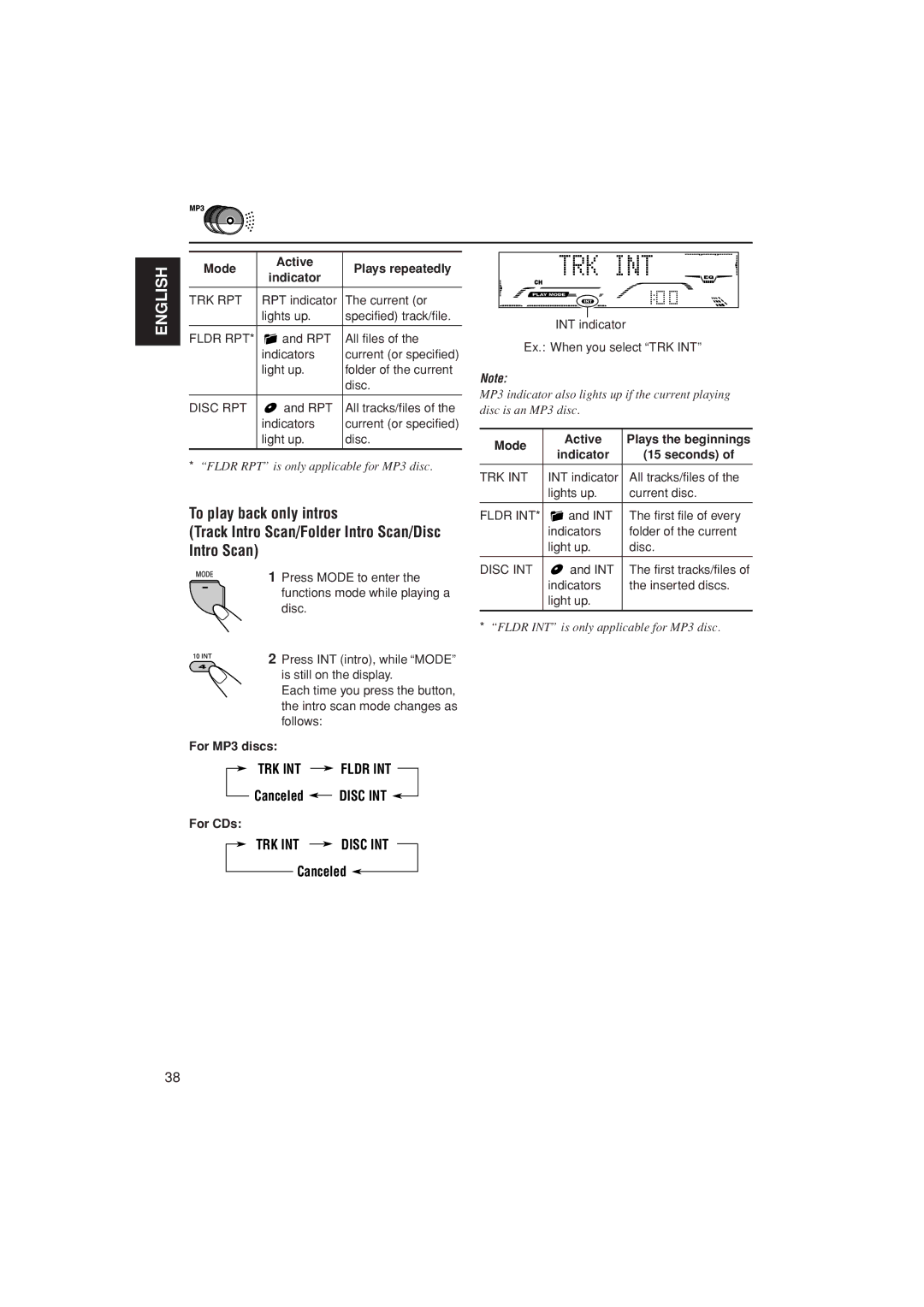 JVC KD-G800, KD-AR800, KD-G700 manual TRK INT Disc INT 