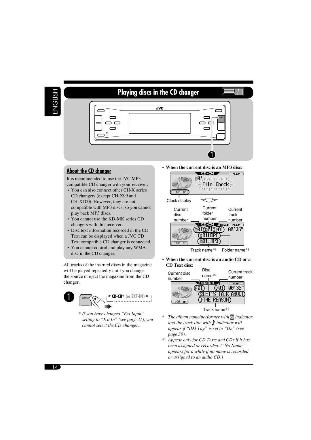 JVC KD-AR860, KD-LH810 manual Playing discs in the CD changer, About the CD changer 