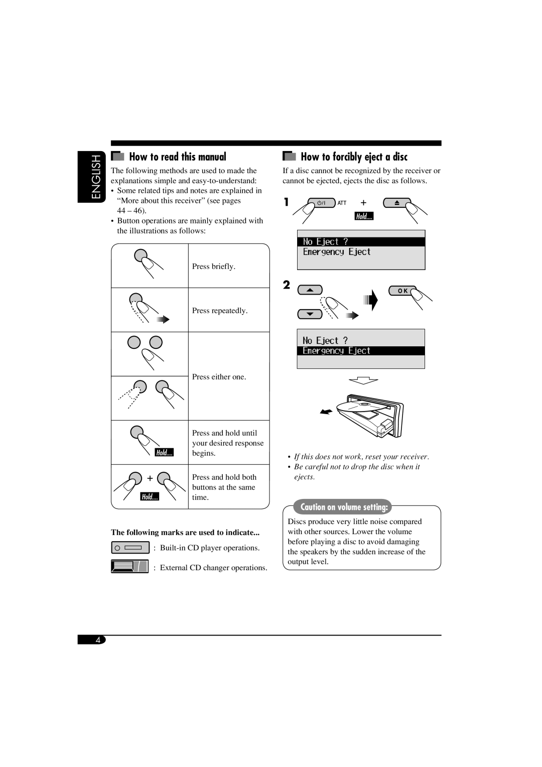 JVC KD-AR860, KD-LH810 How to read this manual, How to forcibly eject a disc 