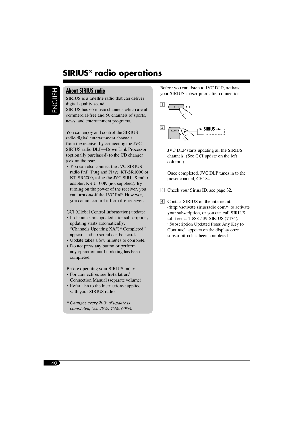 JVC KD-AR960, KD-LH910 manual Sirius radio operations, About Sirius radio 