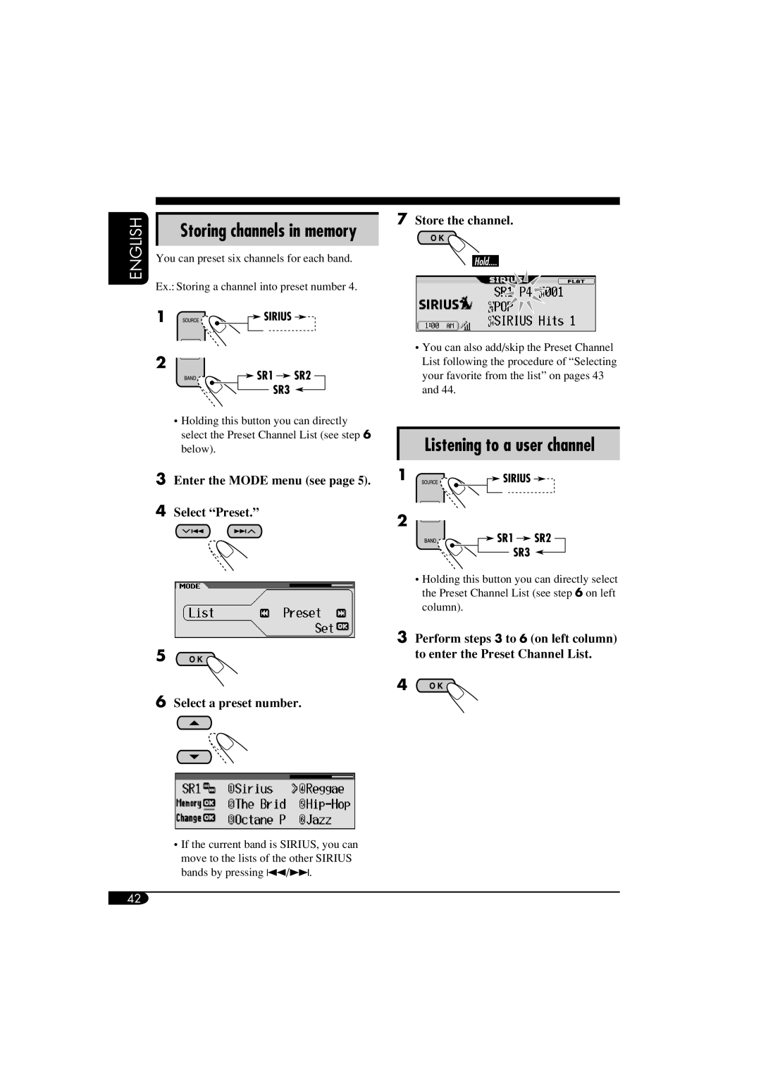 JVC KD-AR960, KD-LH910 manual Storing channels in memory, Store the channel 