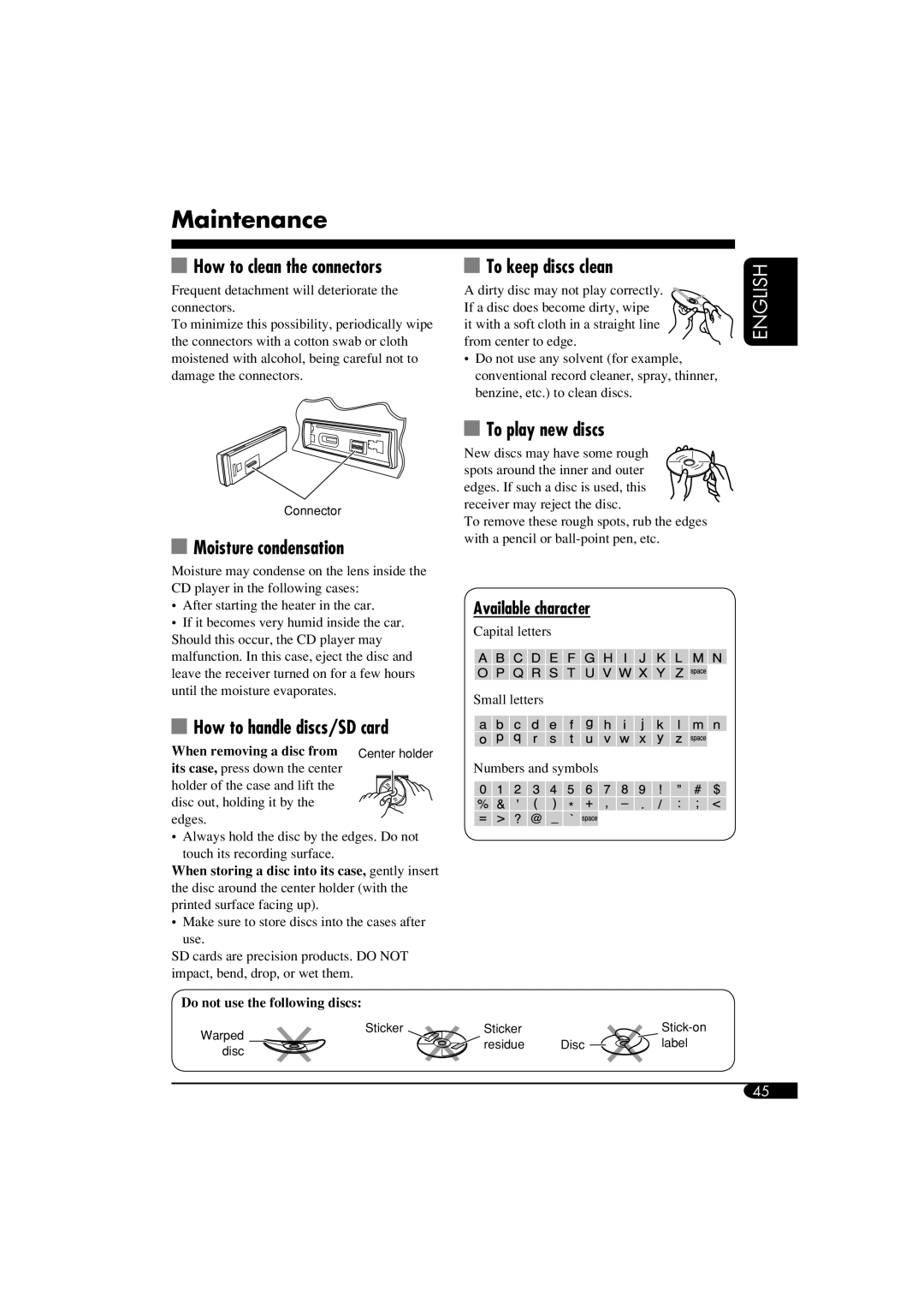 JVC KD-LH910, KD-AR960 manual Maintenance 