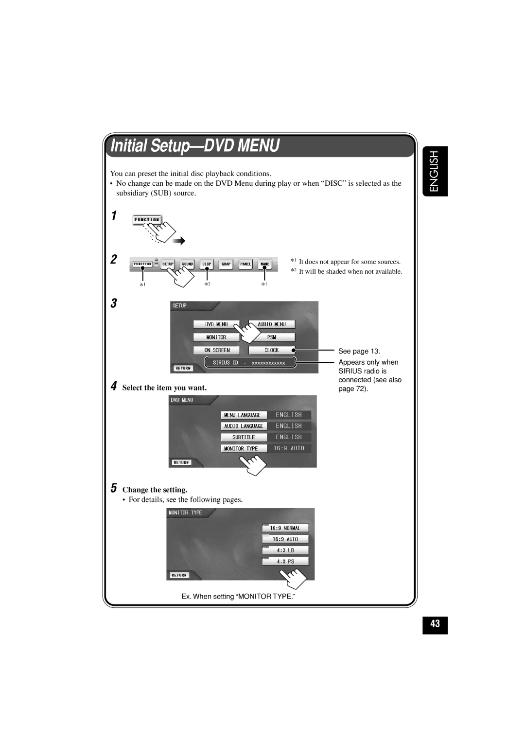 JVC KD-AV7010 manual Initial Setup-DVD Menu, Select the item you want, Change the setting 