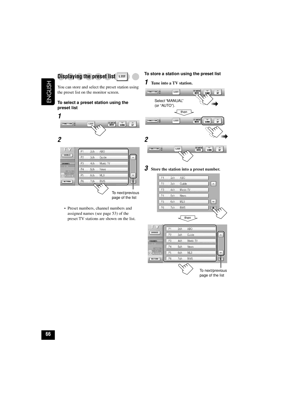 JVC KD-AV7010 manual Displaying the preset list 