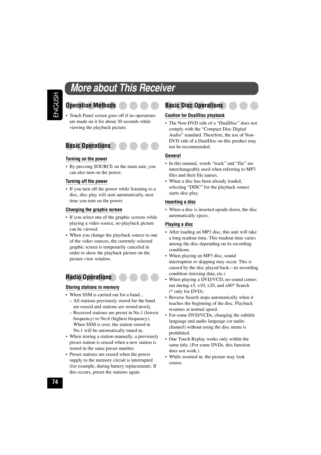 JVC KD-AV7010 manual More about This Receiver, Operation Methods, Basic Operations, Radio Operations, Basic Disc Operations 