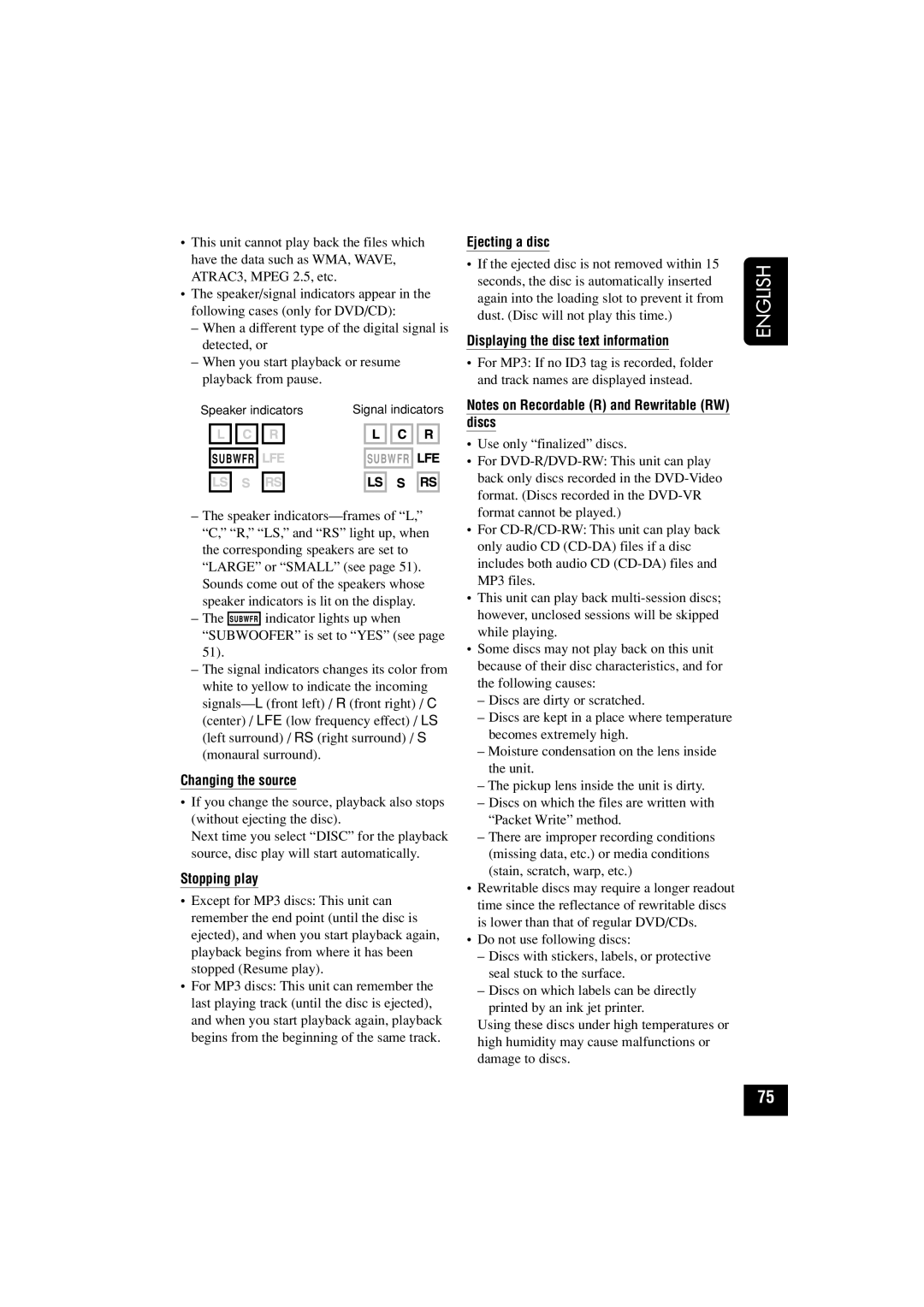 JVC KD-AV7010 manual Changing the source, Stopping play, Ejecting a disc, Displaying the disc text information 