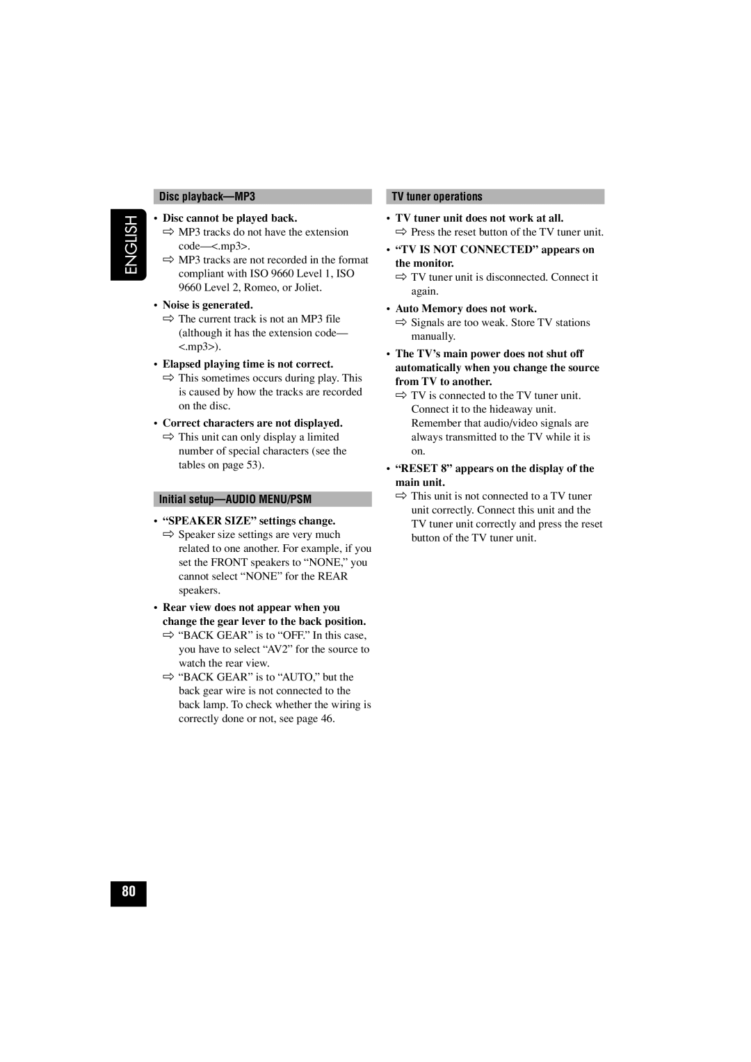 JVC KD-AV7010 manual Disc playback-MP3, Initial setup-AUDIO MENU/PSM, TV tuner operations 