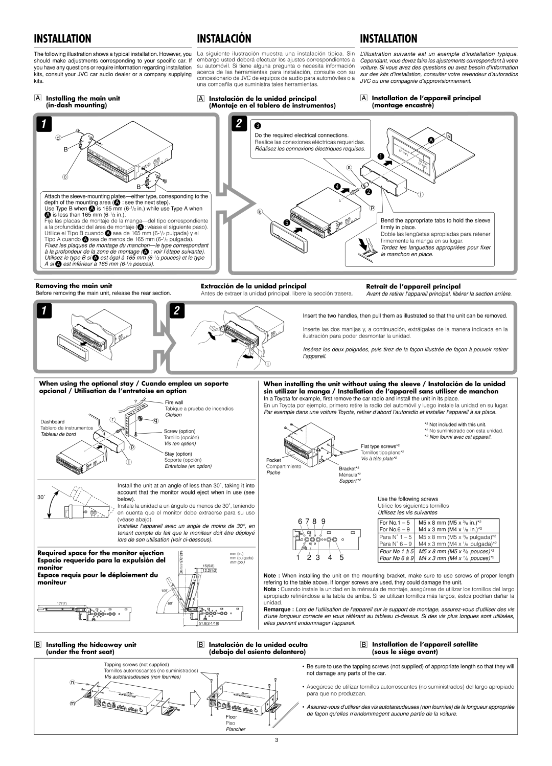 JVC KD-AV7010 manual Installation Instalación 