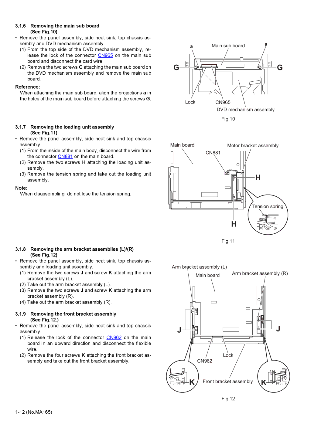 JVC KD-AVX1 service manual Removing the main sub board See, Removing the loading unit assembly See, Main sub board 