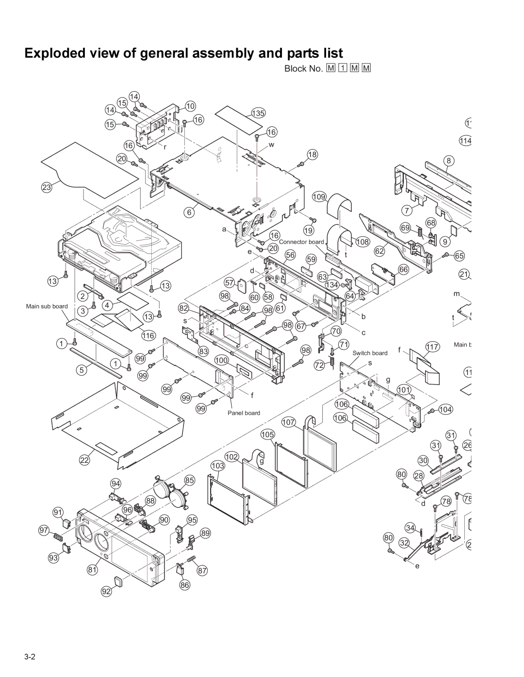 JVC KD-AVX1 service manual Exploded view of general assembly and parts list 