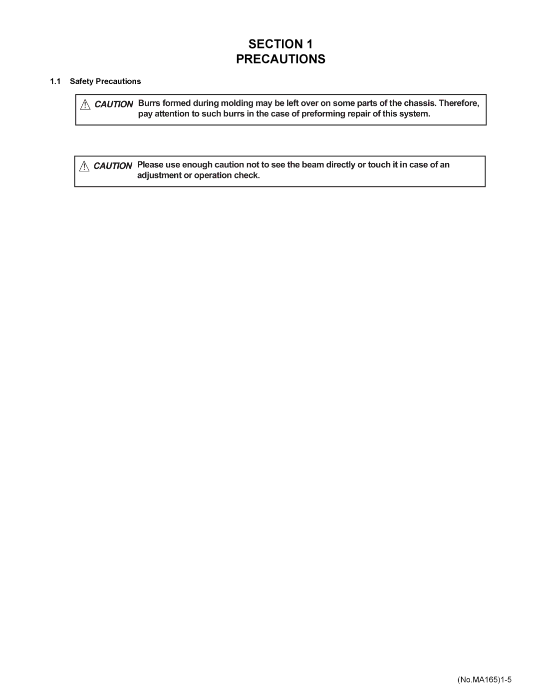 JVC KD-AVX1 service manual Section Precautions 