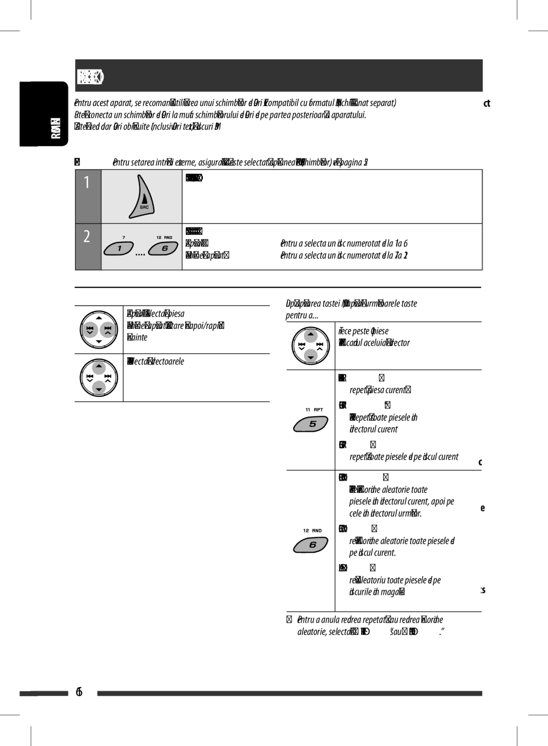 JVC KD-BT11 manual Selectaţia disc to start playing 