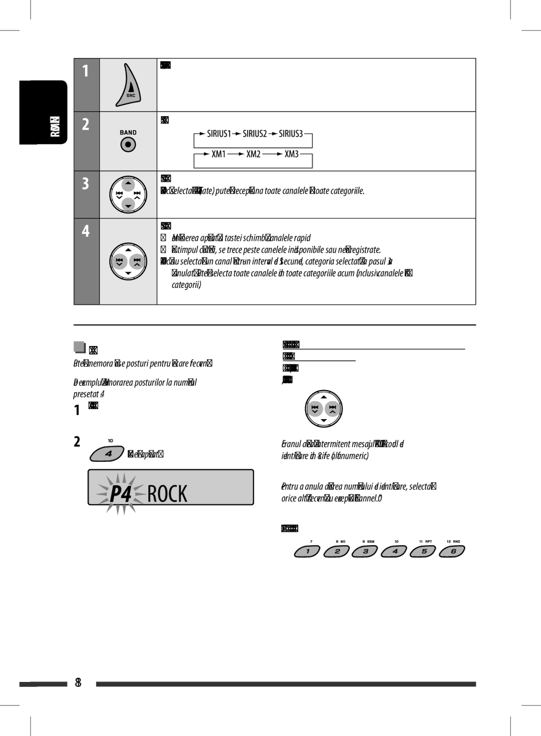 JVC KD-BT11 manual Selectaţiaocategorycategorie, Selectaţiaunchannelcanal. to listen, Tune in to a channel you want 