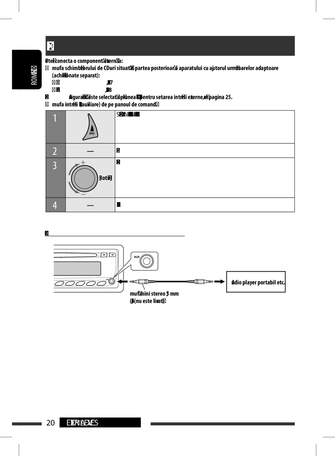 JVC KD-BT11 manual Select EXT Input or AUX, Turn, Adjust the volume, Sound as you want s pages 21 