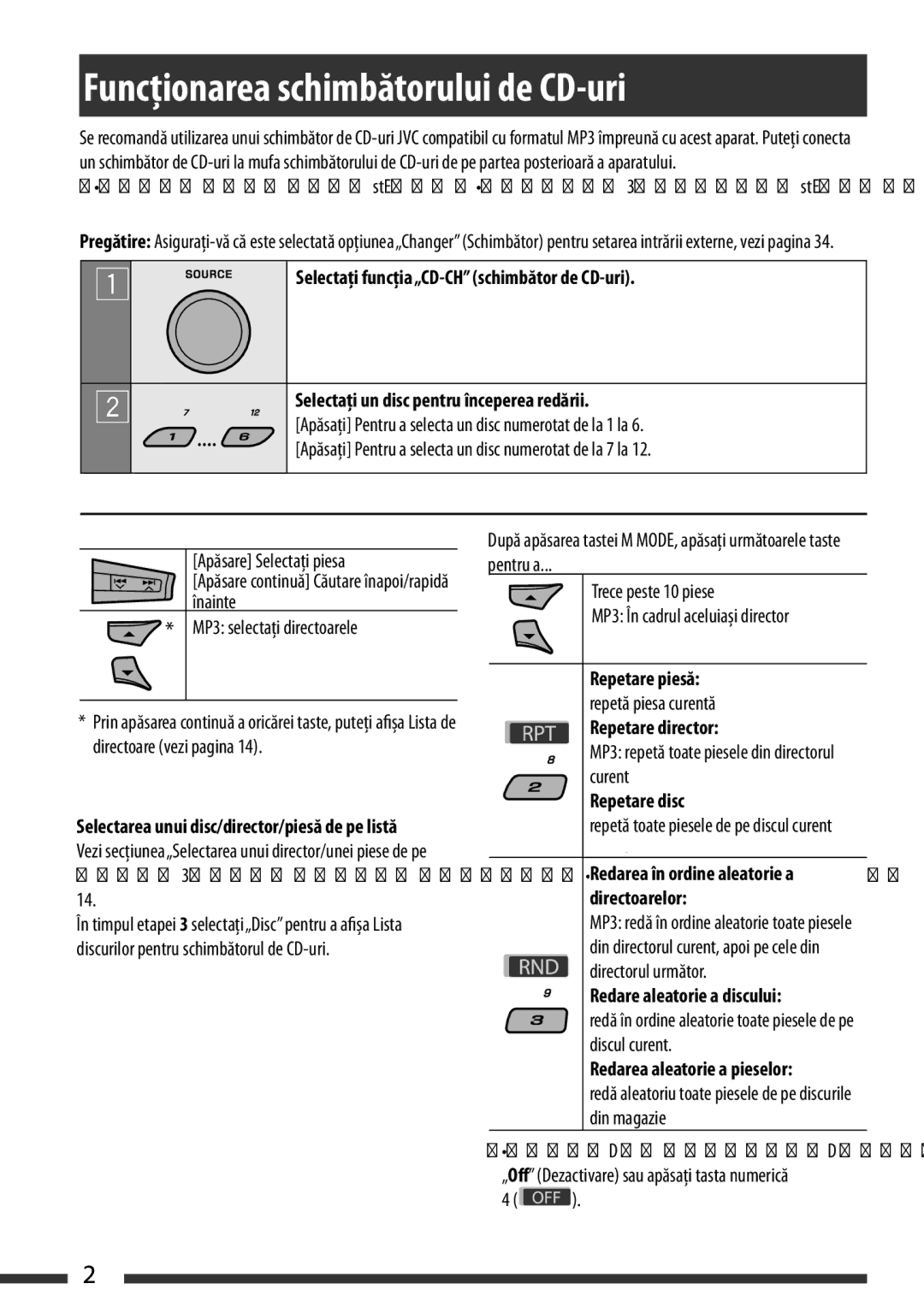 JVC KD-BT22 manual ElectaţiCD-CH, Selectaţi disc to start playing 