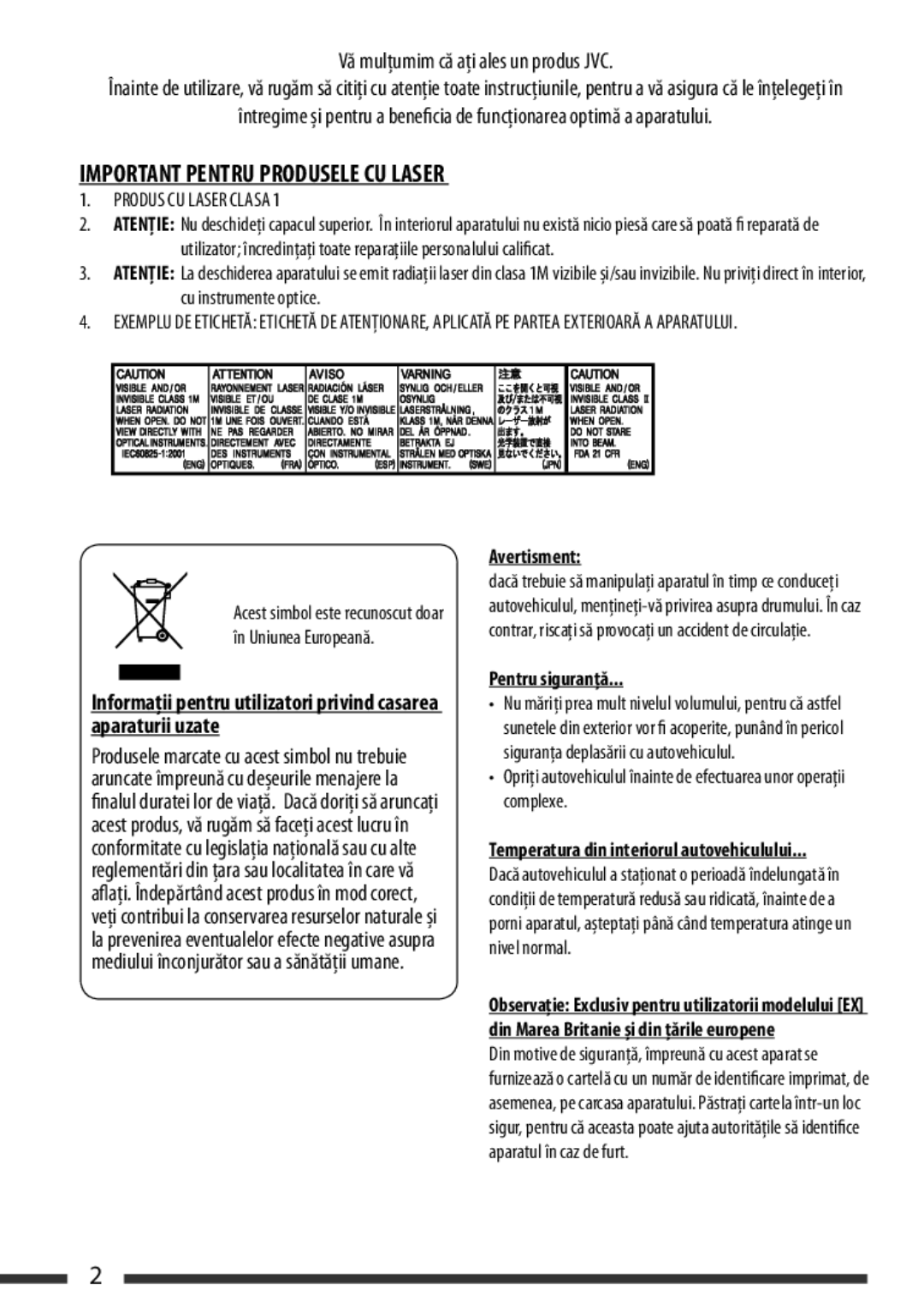 JVC KD-BT22 manual Temperature inside the car, Qualified service personnel, Instruments, Normal before operating the unit 