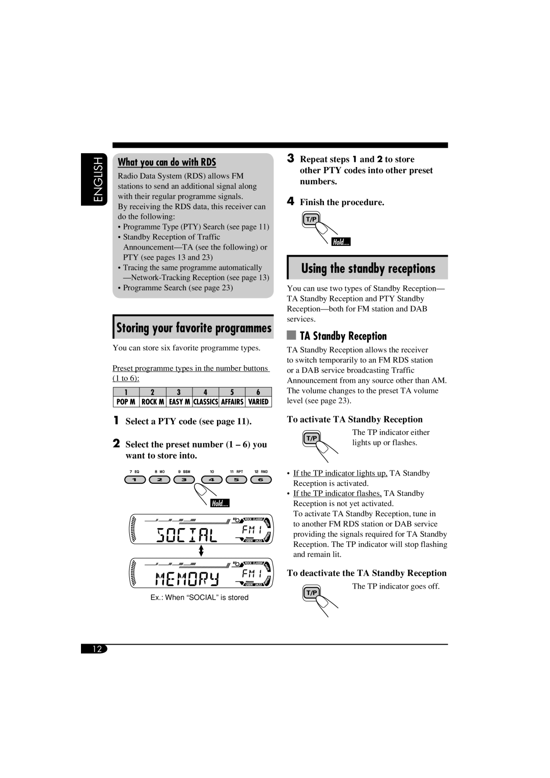 JVC KD-DB711 manual TA Standby Reception, What you can do with RDS 