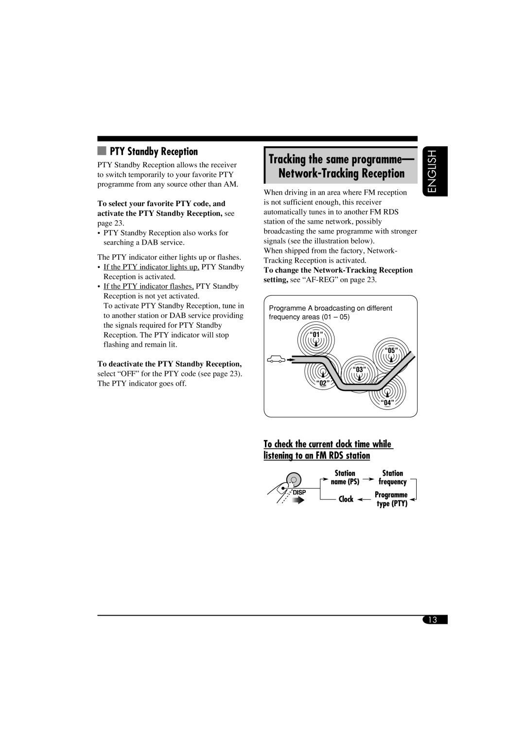 JVC KD-DB711 manual PTY Standby Reception, Tracking the same programme, Network-Tracking Reception 