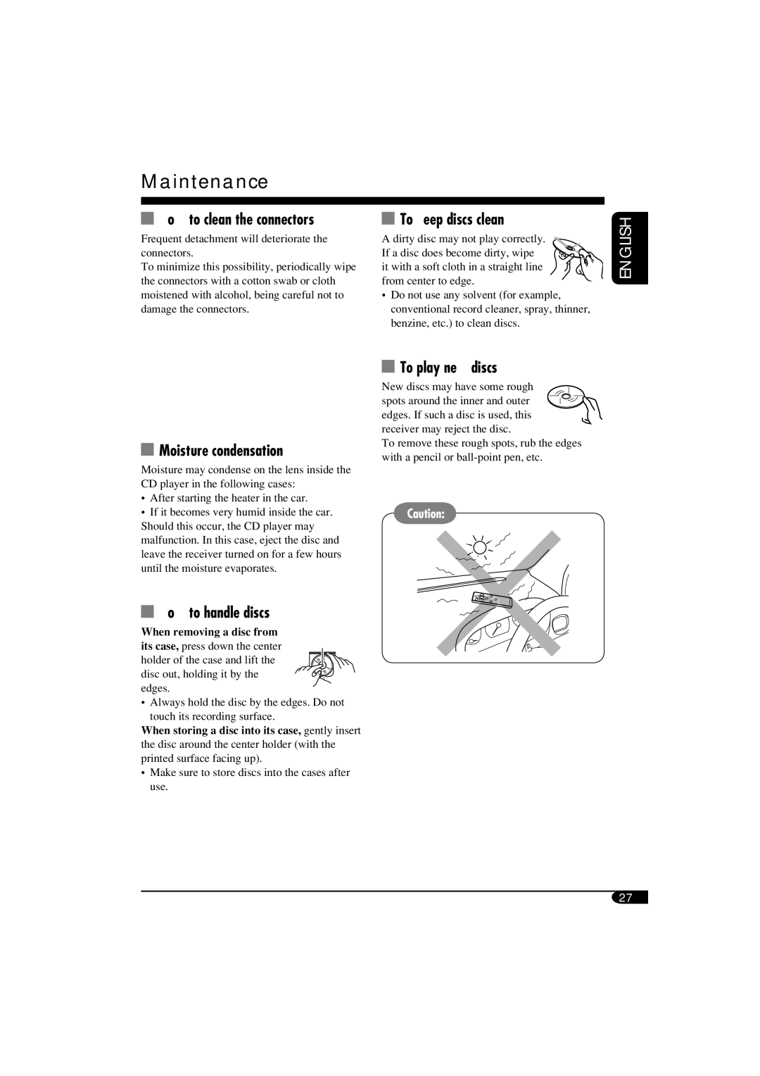 JVC KD-DB711 manual Maintenance 