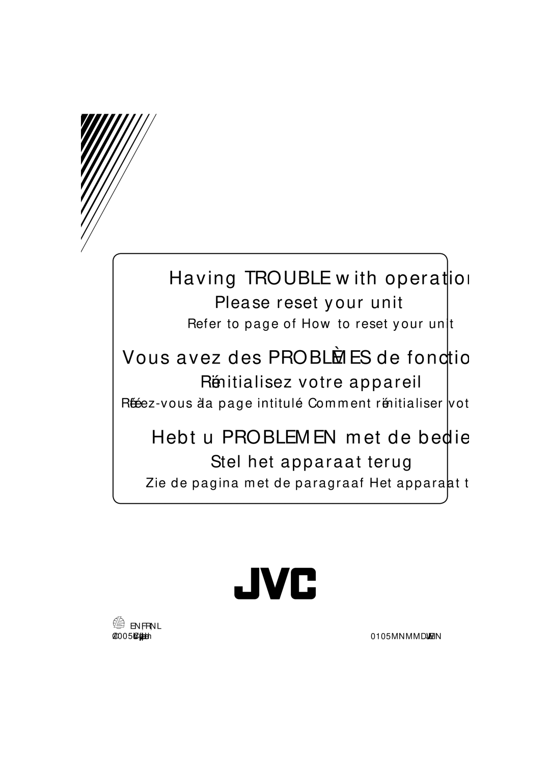 JVC KD-DB711 manual Having Trouble with operation?, Refer to page of How to reset your unit 