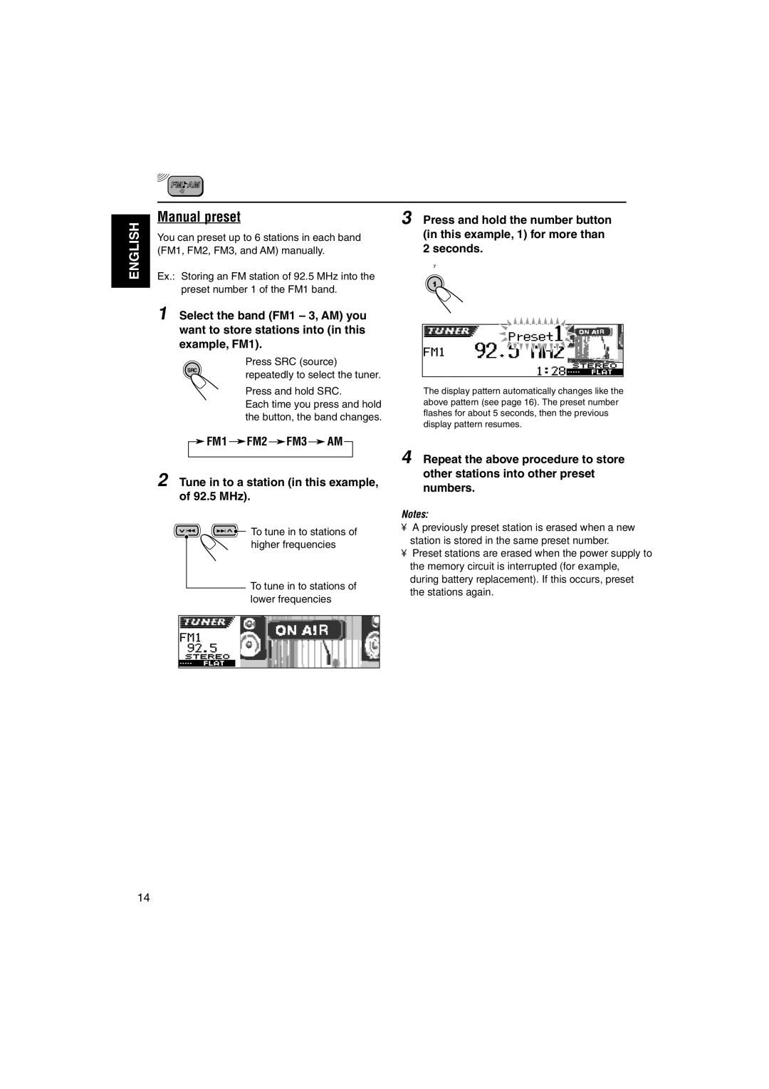 JVC KD-DV5000 manual Manual preset 