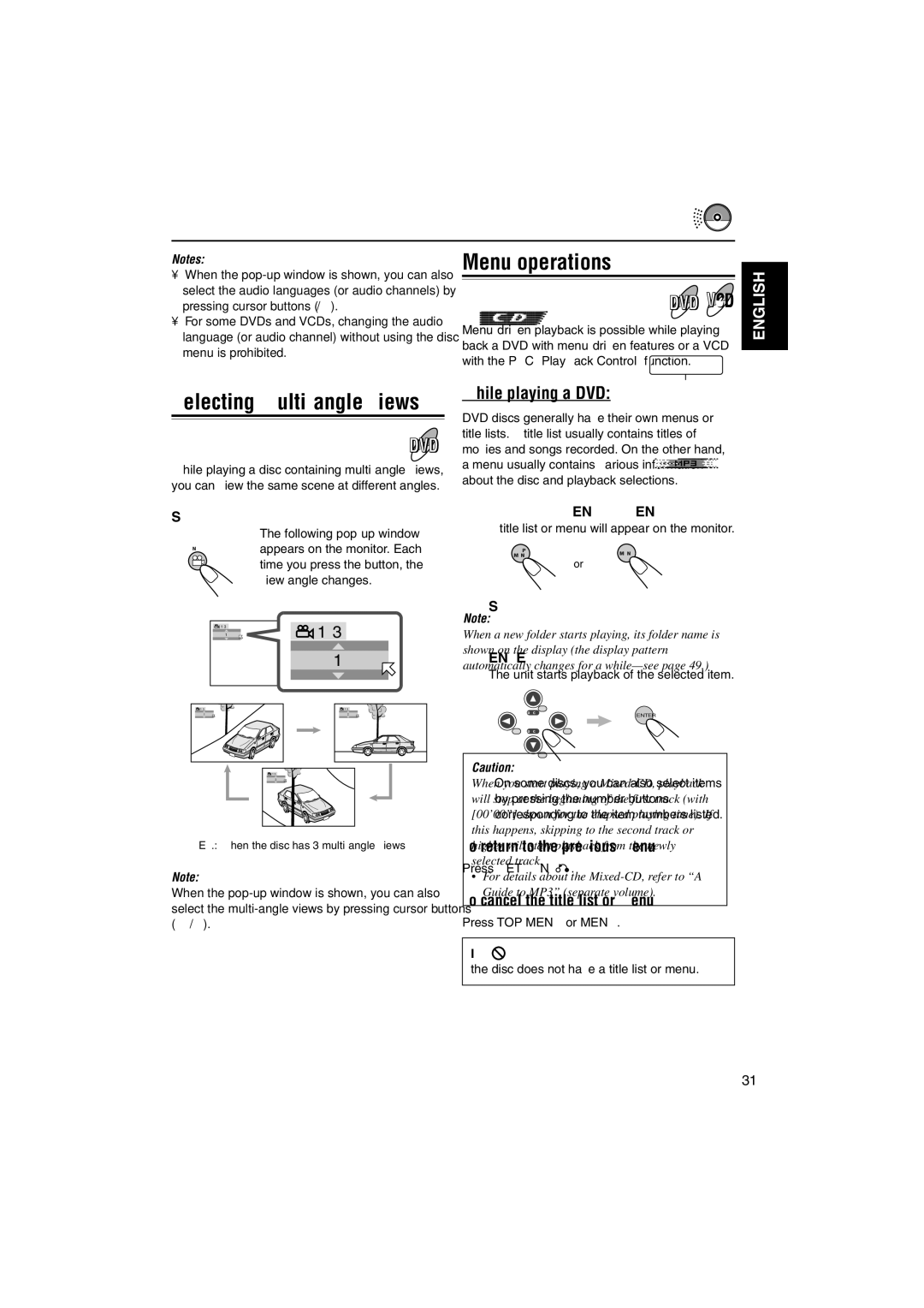 JVC KD-DV5000 manual Menu operations, While playing a DVD, To cancel the title list or menu, Enter 