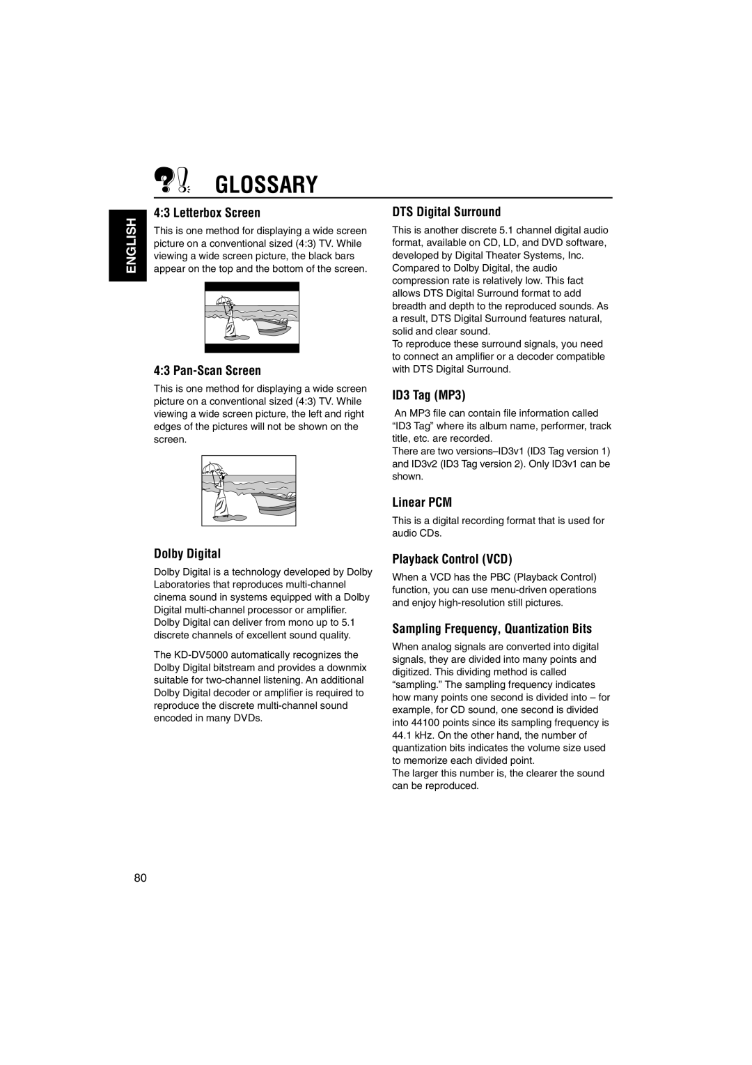 JVC KD-DV5000 manual Glossary 