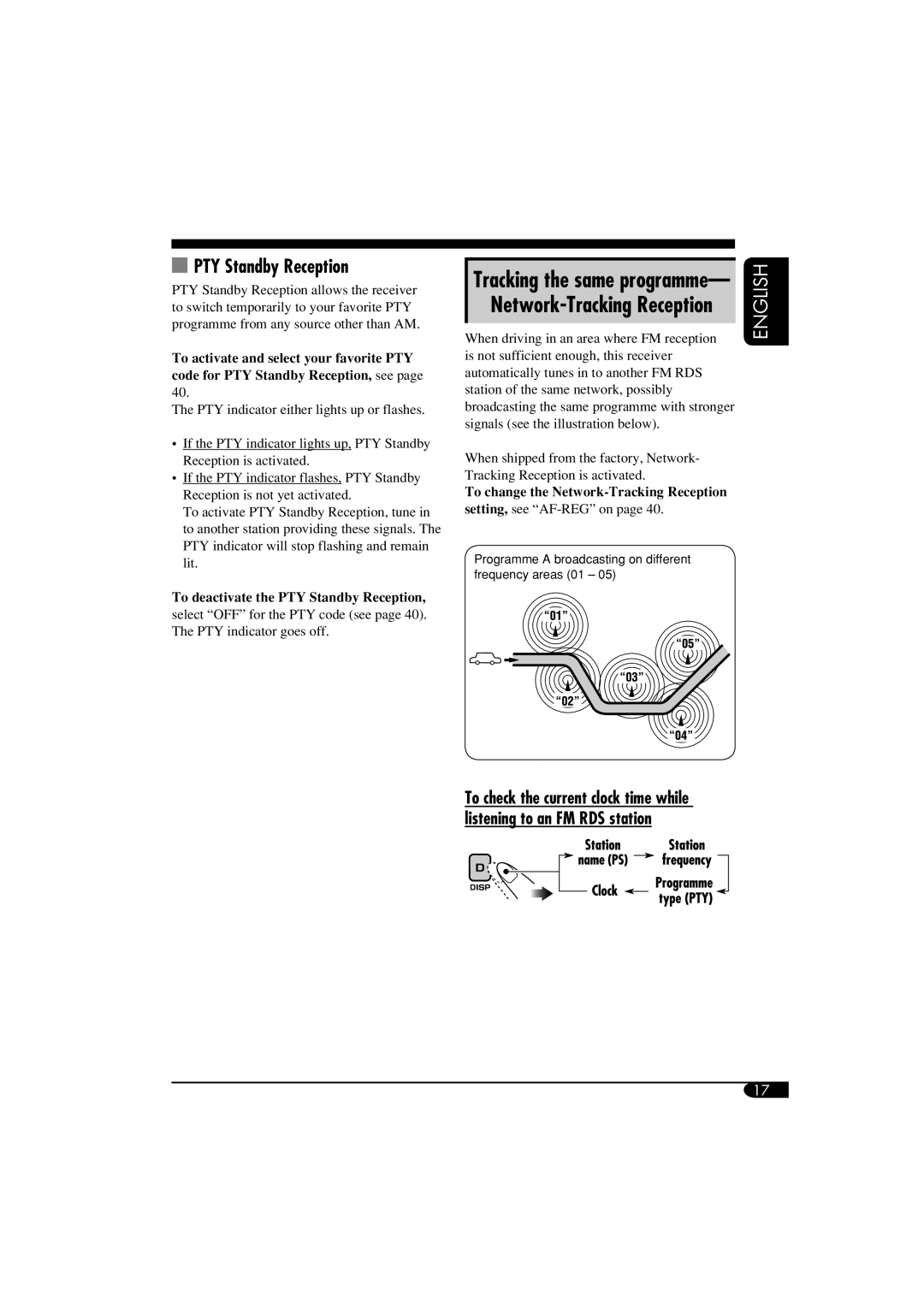 JVC KD-DV6102 manual PTY Standby Reception, Tracking the same programme, Network-Tracking Reception 