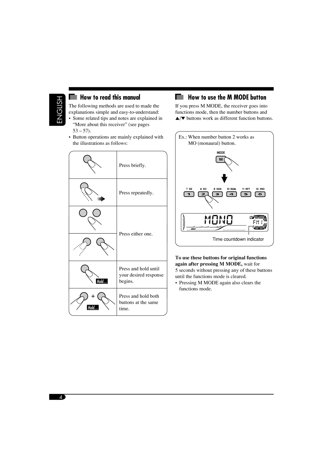 JVC KD-DV6102 How to read this manual, How to use the M Mode button 