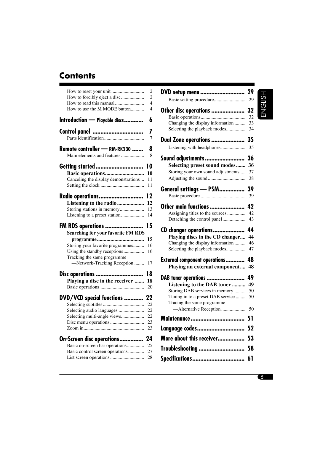 JVC KD-DV6102 manual Contents 