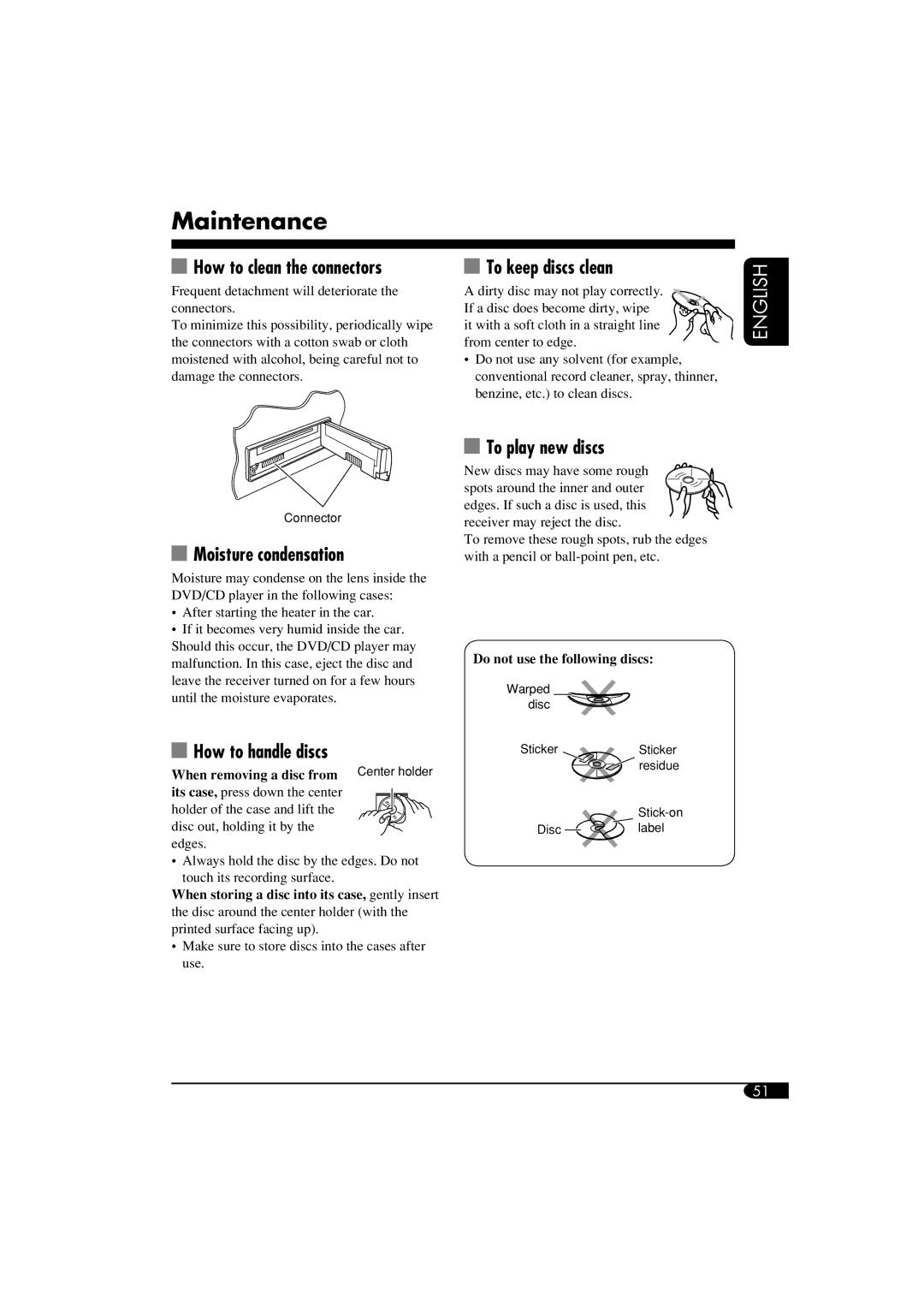 JVC KD-DV6102 manual Maintenance 