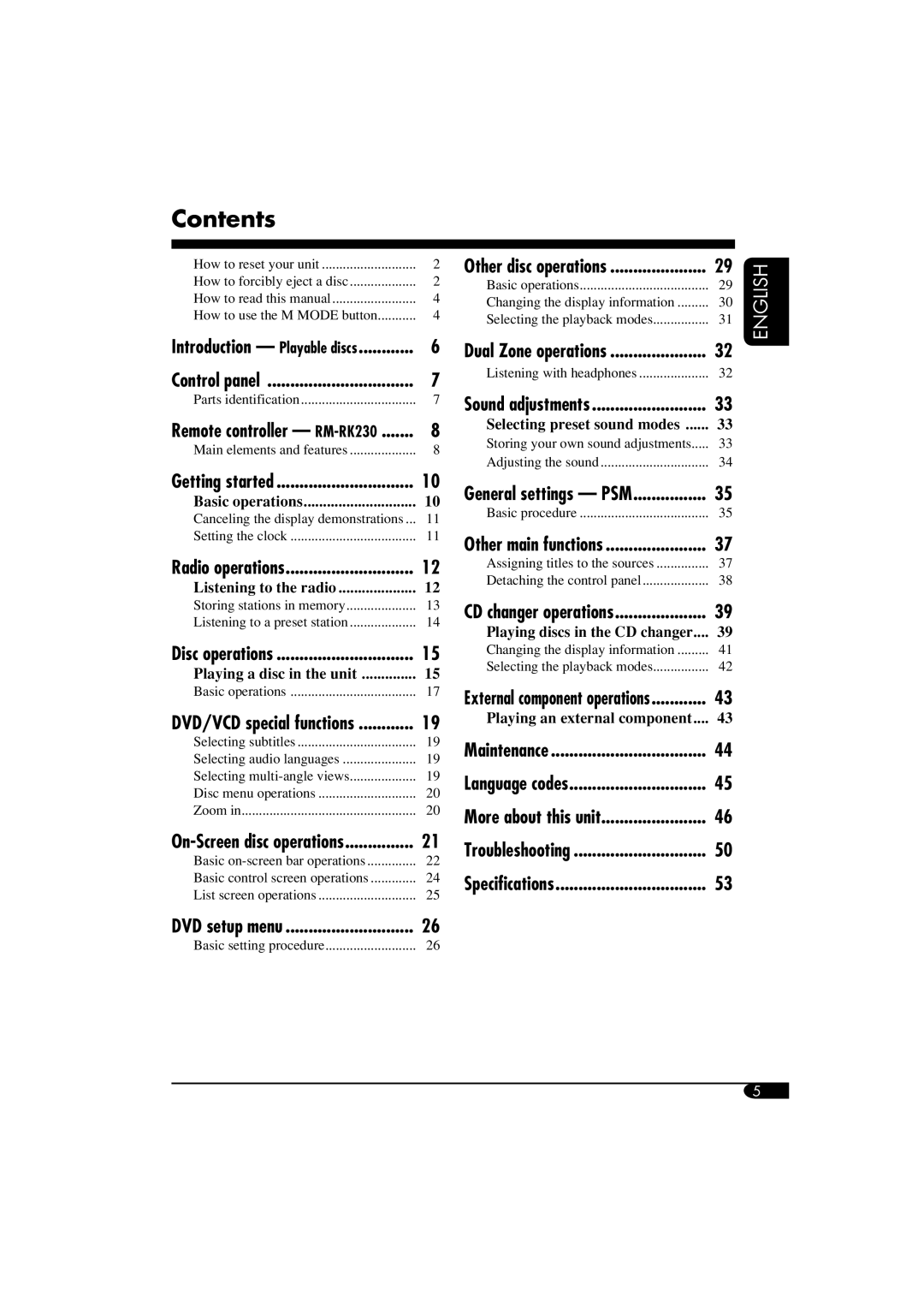 JVC KD-DV6108 manual Contents 