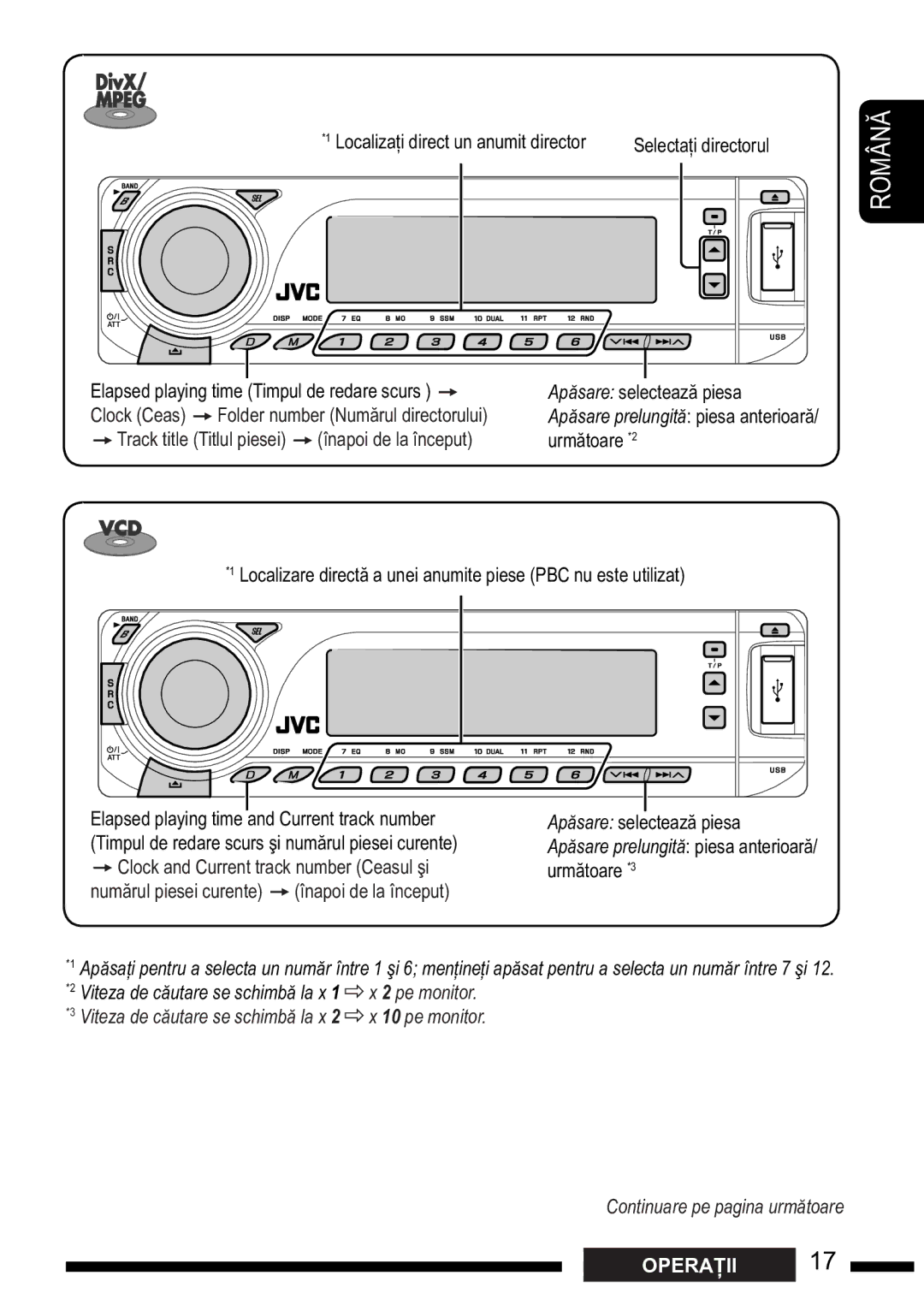 JVC KD-DV7301, KD-DV7302 Back to the beginning, Ap!sareSelectPress selecteaz%track piesa, Hold Reverse/fast-forward track 