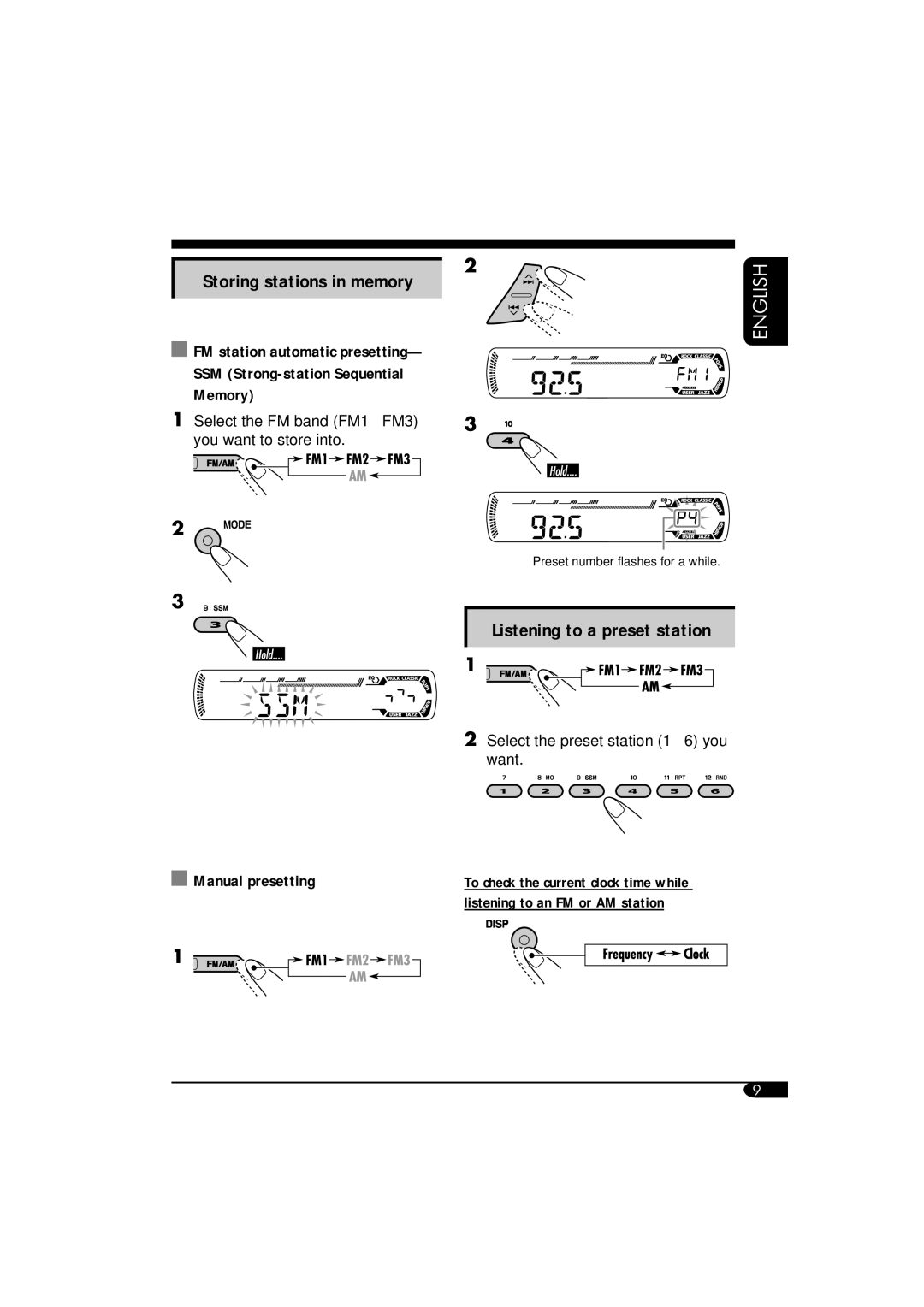 JVC KD-G116, KD-G115 manual Storing stations in memory 