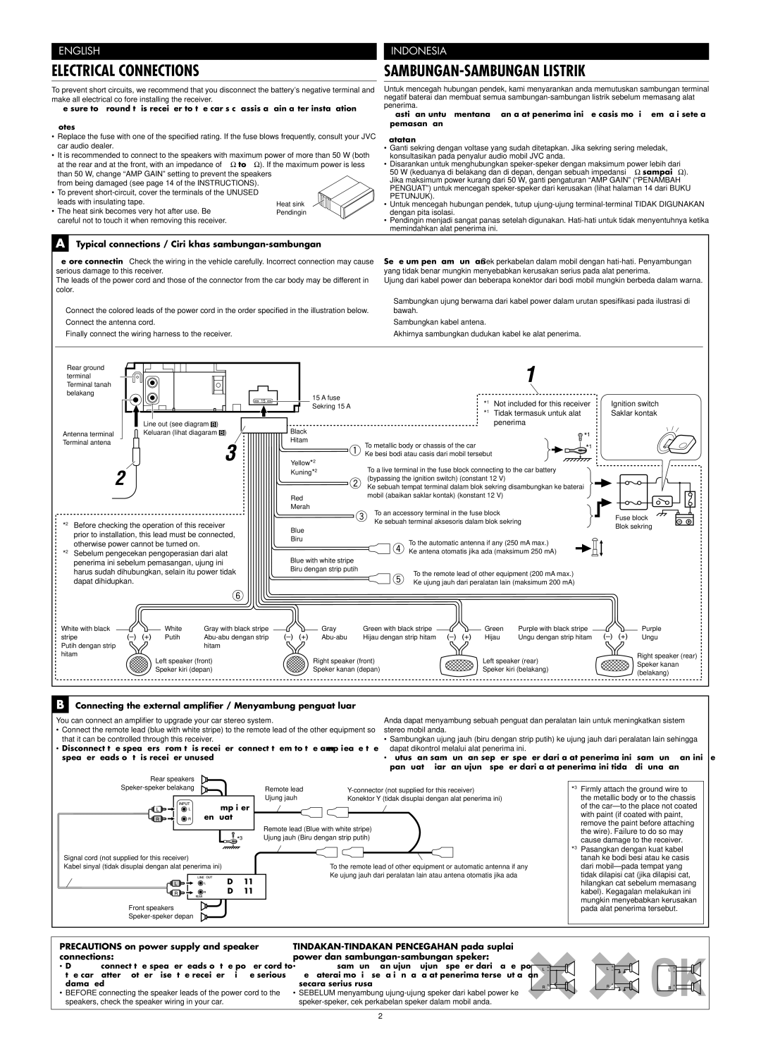 JVC KD-G115, KD-G116 manual Typical connections / Ciri khas sambungan-sambungan 