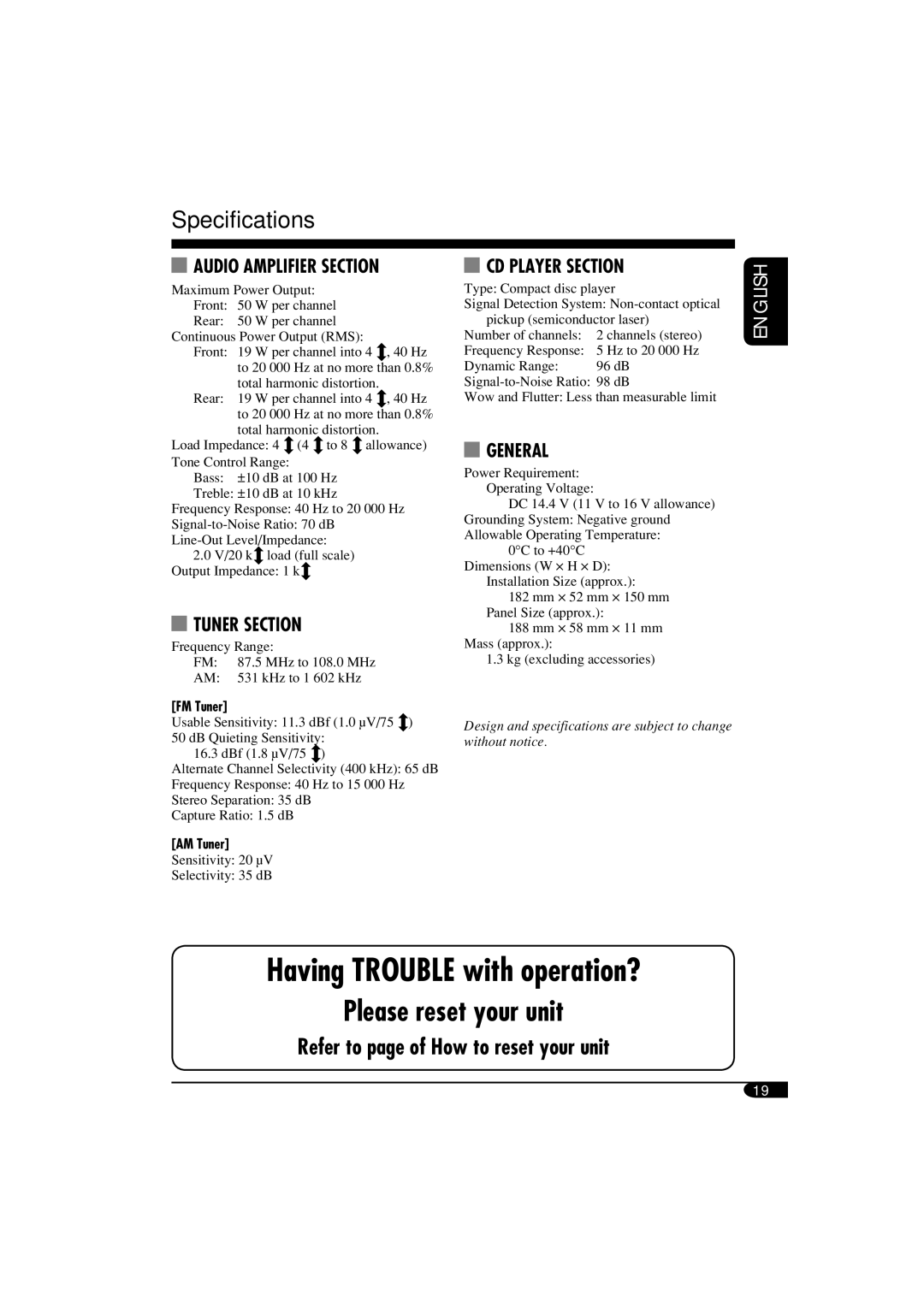 JVC KD-G116, KD-G115 manual Having Trouble with operation? 