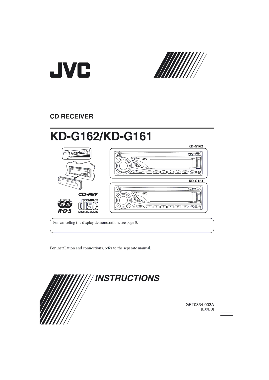 JVC kd-g162 manual KD-G162/KD-G161 