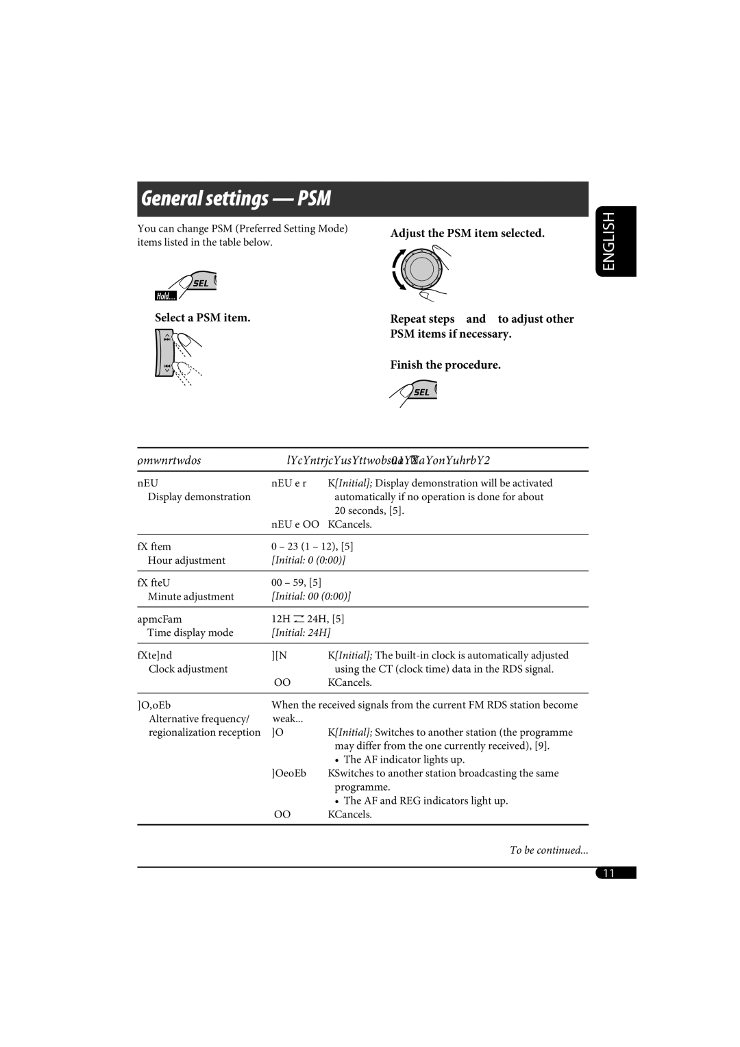 JVC kd-g162, KD-G161 manual General settings PSM 